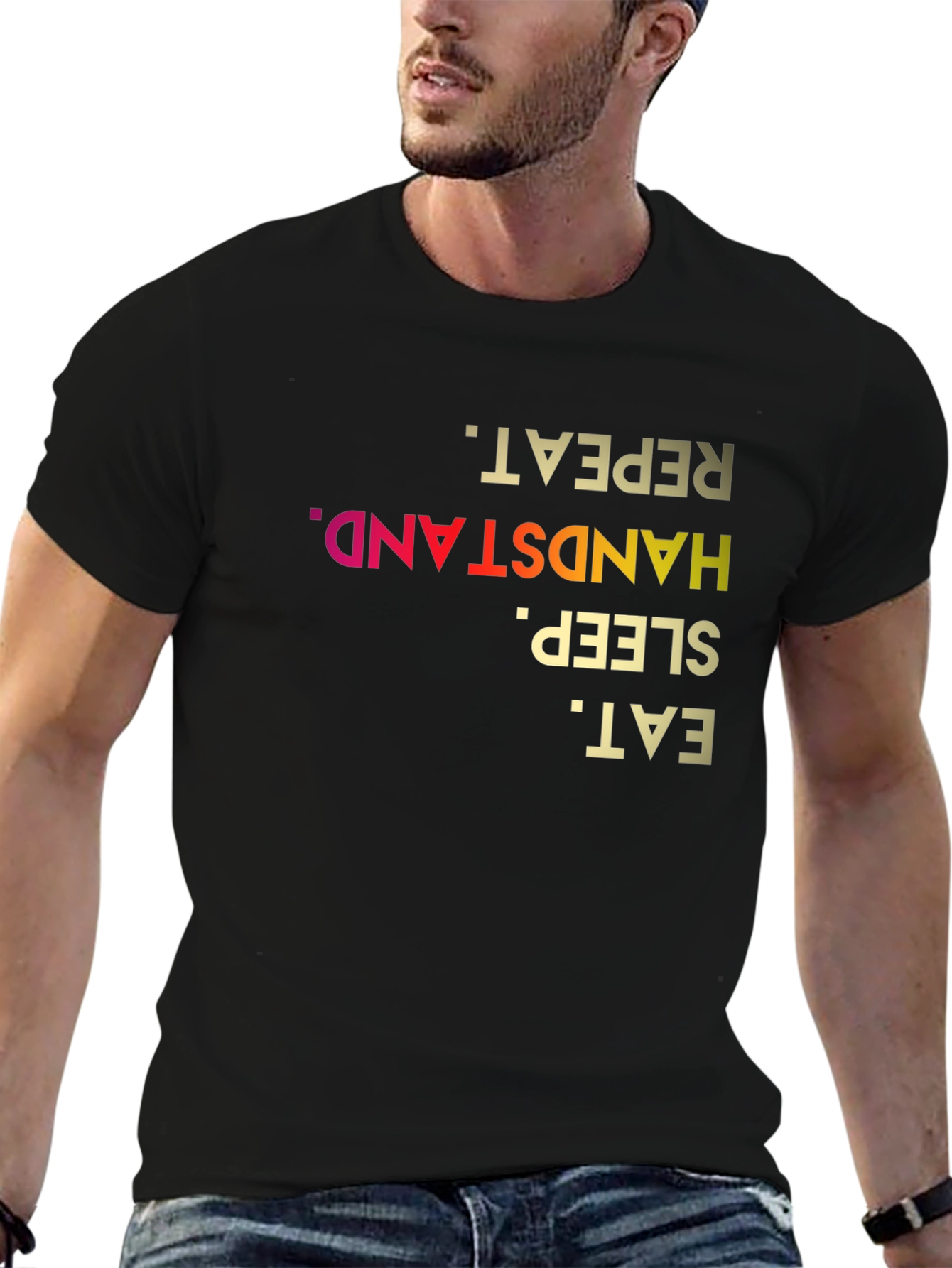 Eat Sleep Handstand Repeat - Novelty T-Shirt