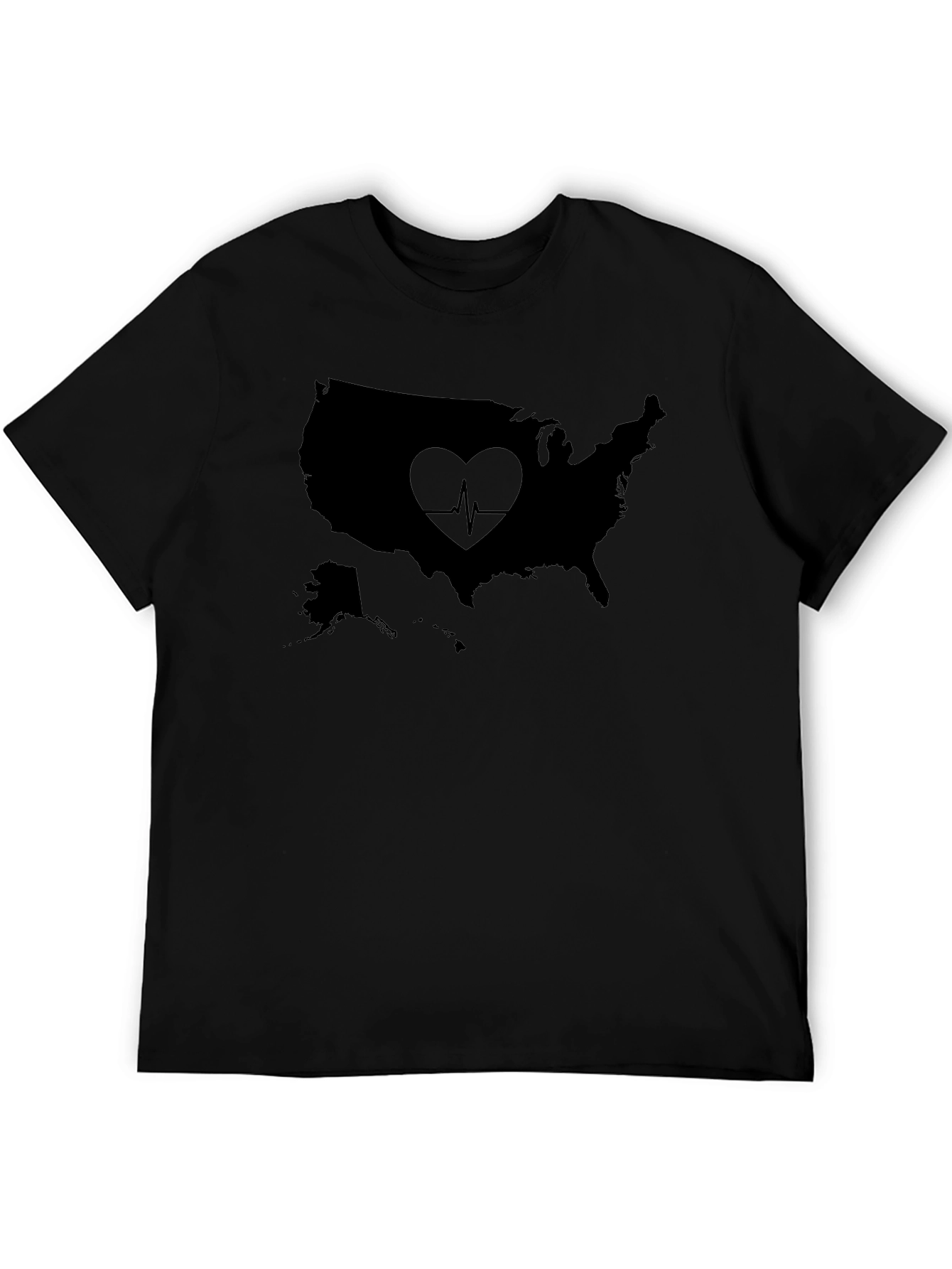 USA Heartbeat Graphic T-Shirt - Black