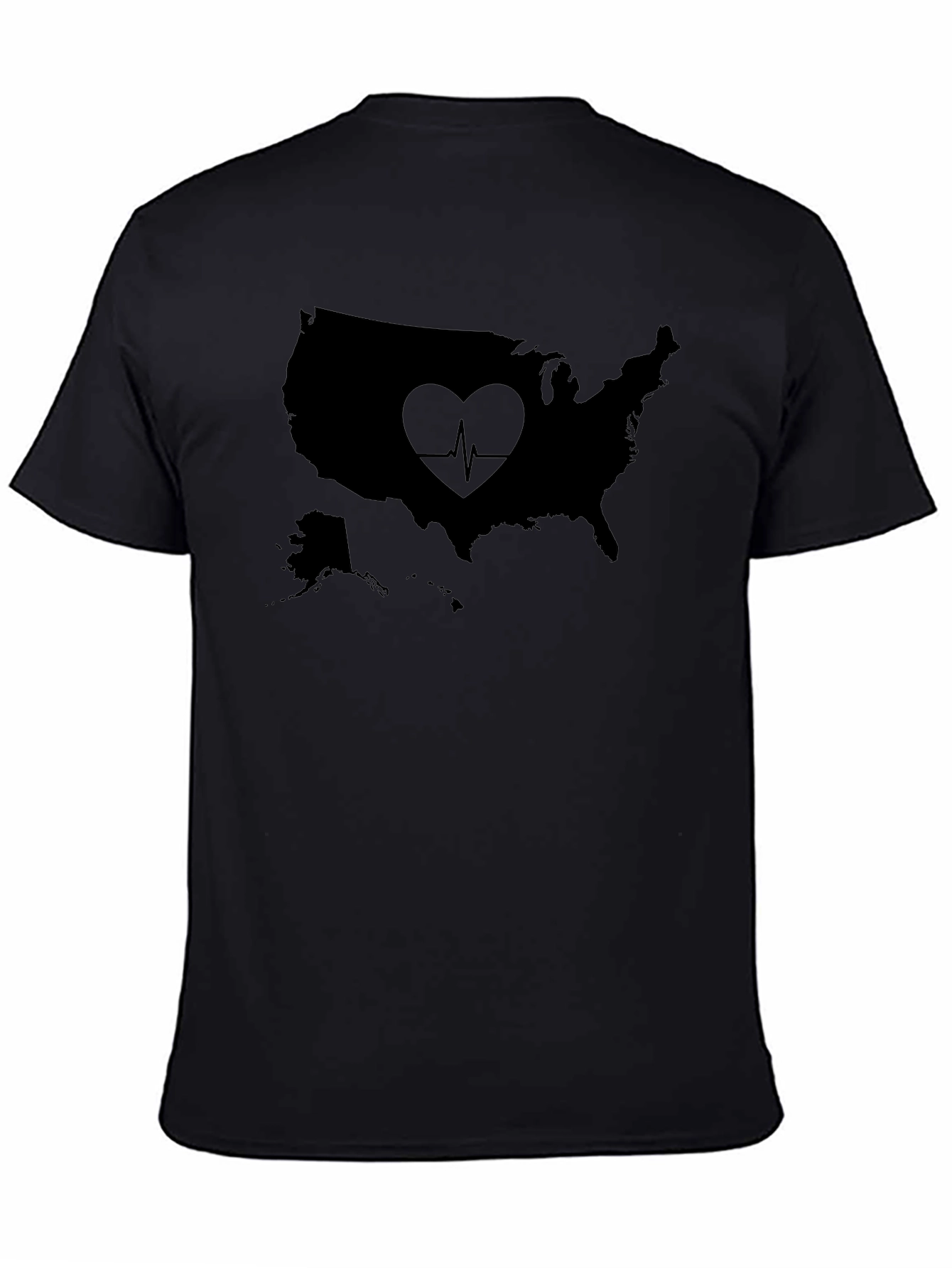 USA Heartbeat Graphic T-Shirt - Black