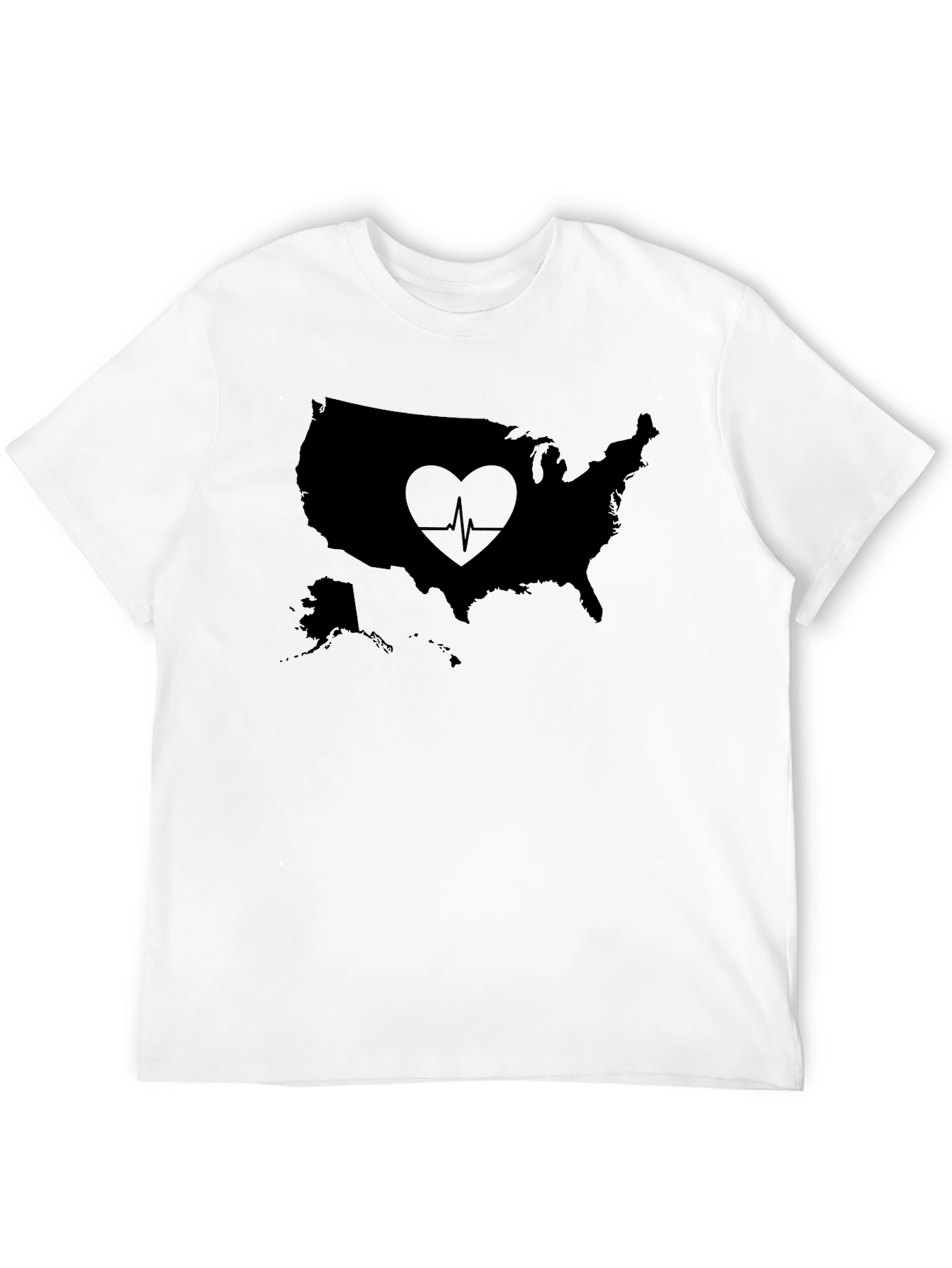 USA Heartbeat Graphic T-Shirt - Black