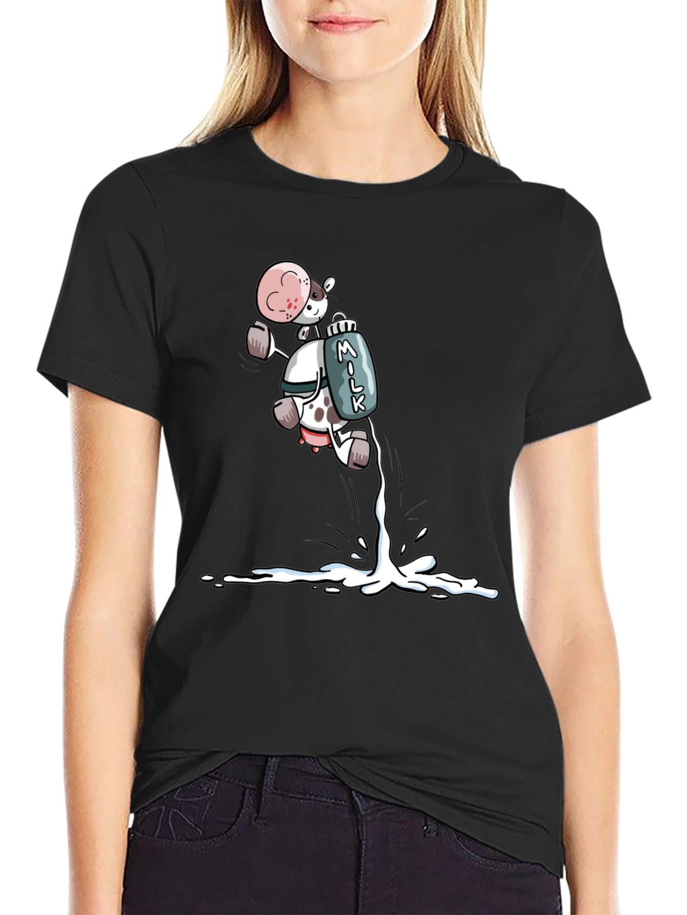 Cartoon Cow Milk T-Shirt