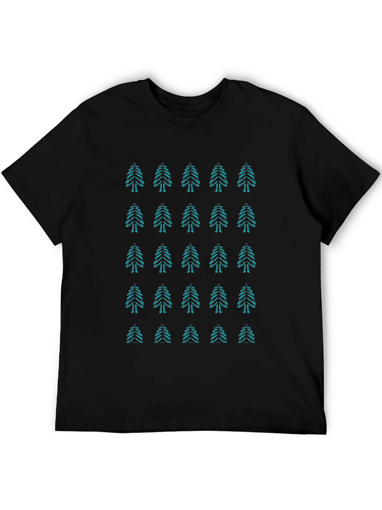 Evergreen Pattern Black T-Shirt