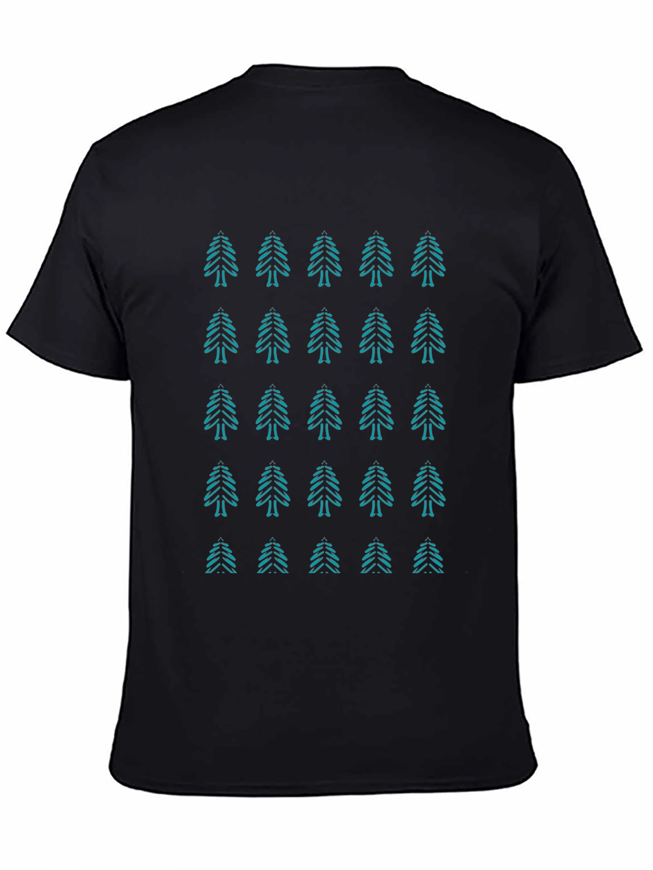 Evergreen Pattern Black T-Shirt