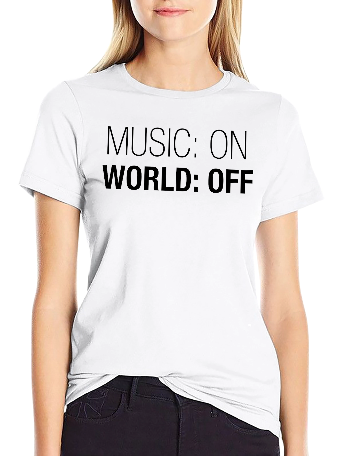 Music On World Off Black Graphic T-Shirt