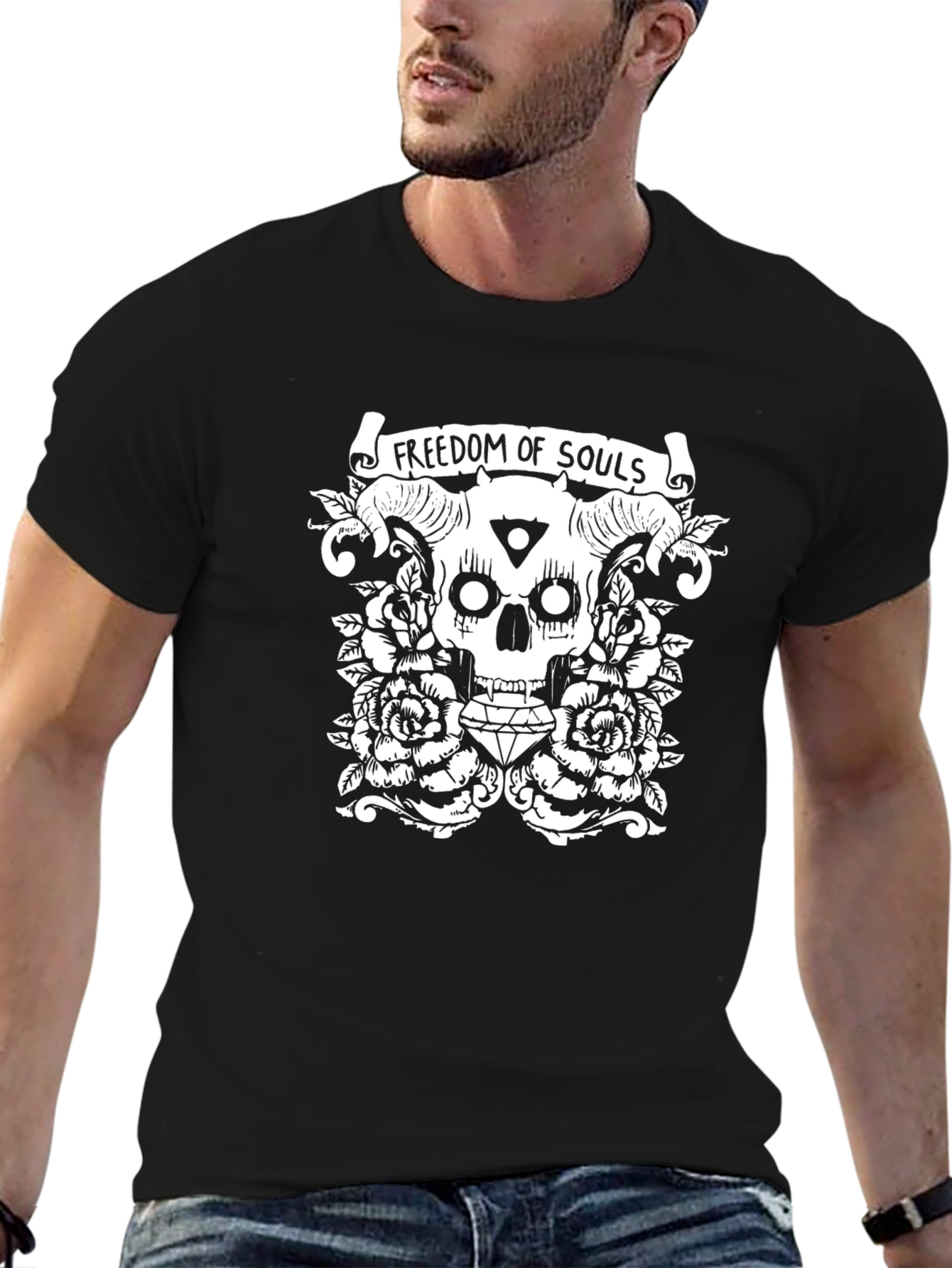 Freedom of Souls Skull Graphic Tee - Black