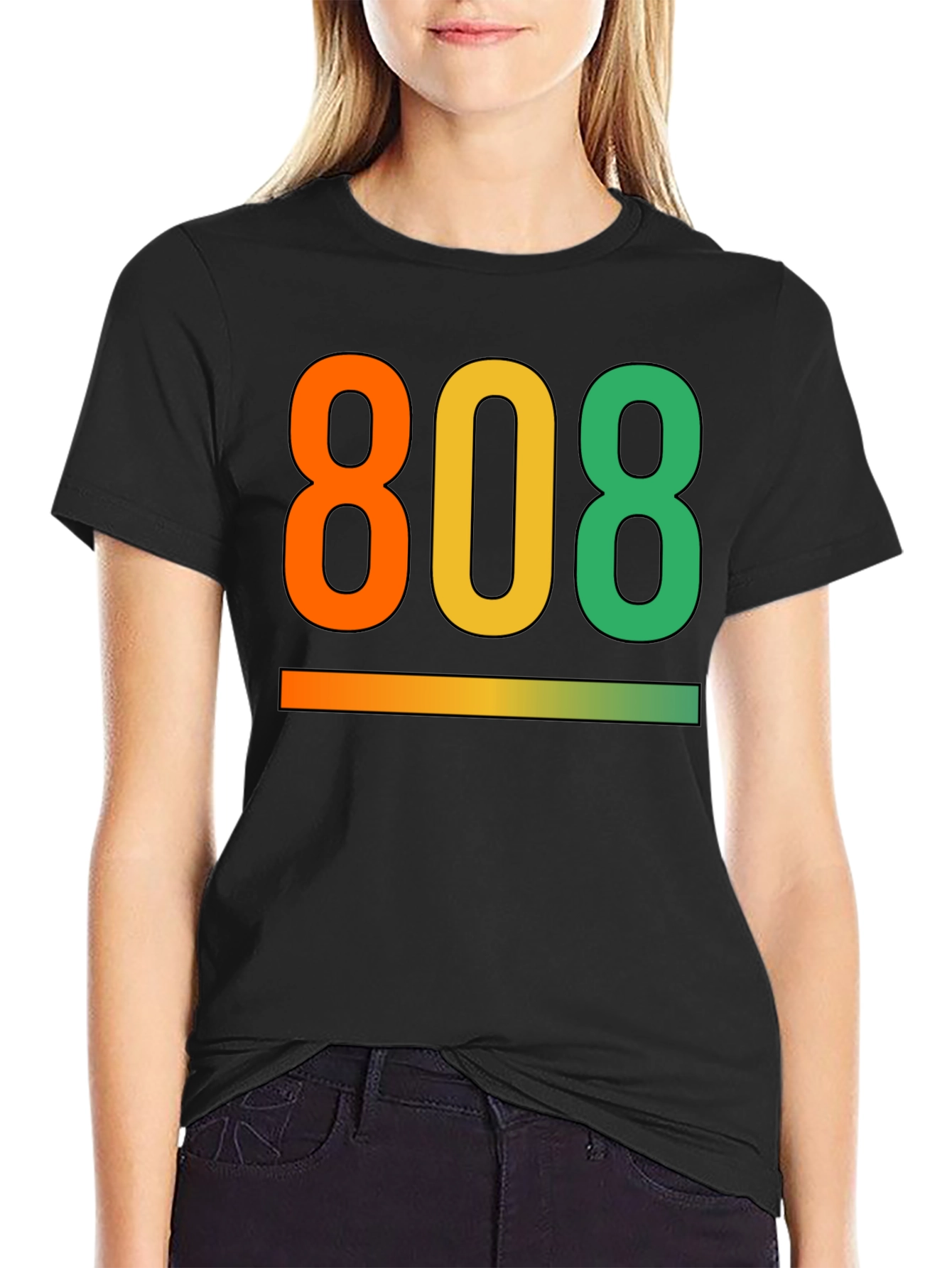 808 Gradient Graphic Tee - Cool Black T-Shirt