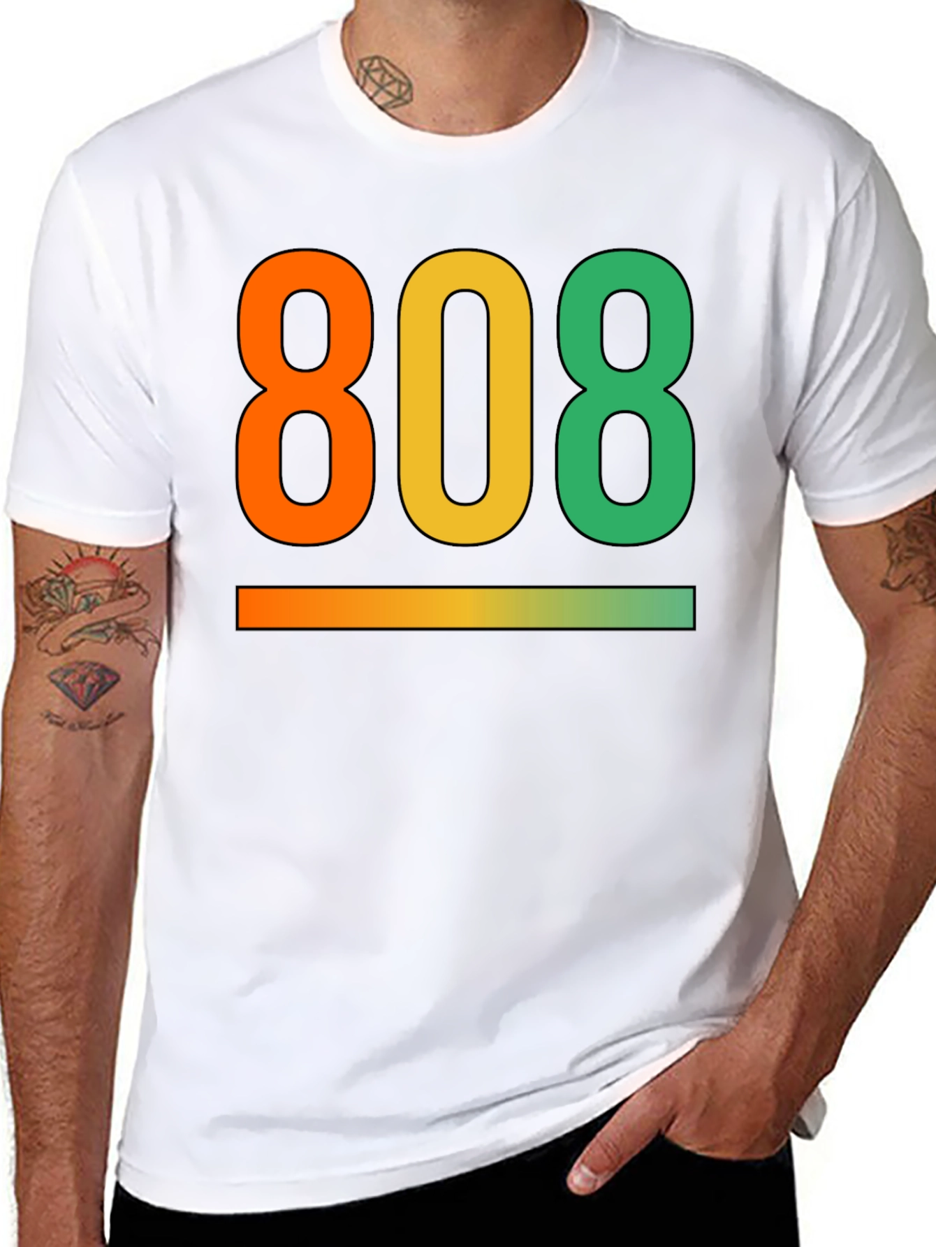 808 Gradient Graphic Tee - Cool Black T-Shirt