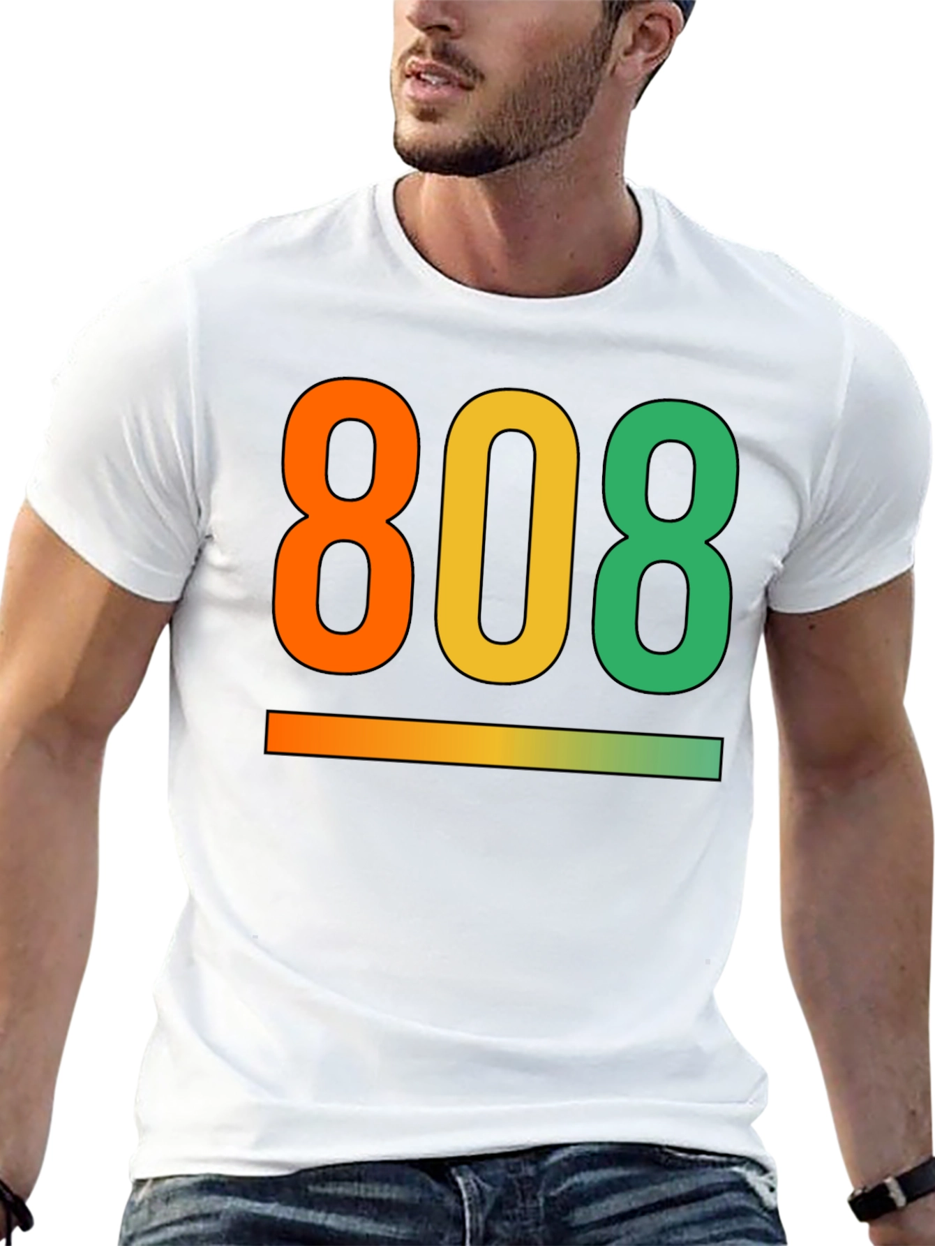 808 Gradient Graphic Tee - Cool Black T-Shirt