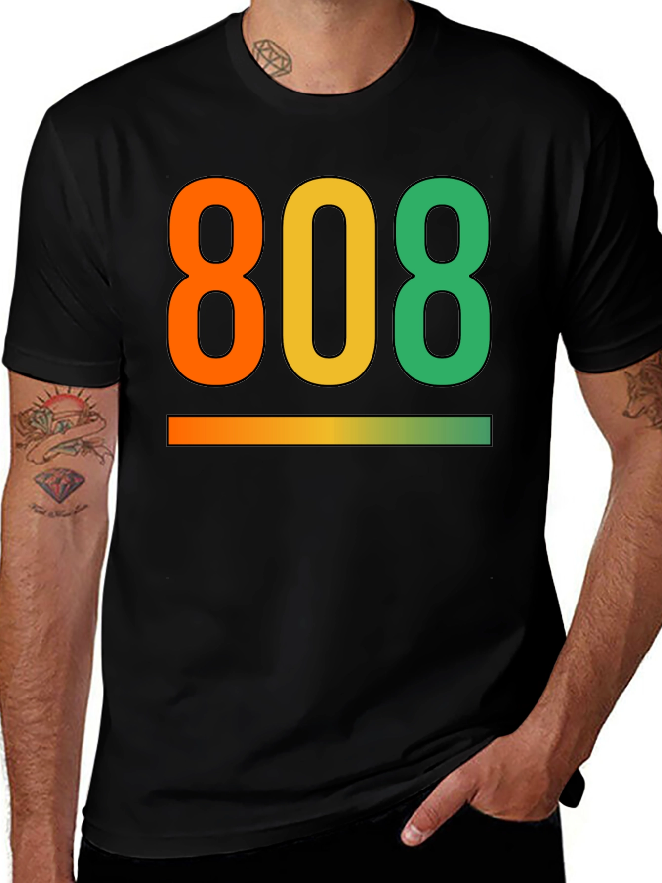 808 Gradient Graphic Tee - Cool Black T-Shirt