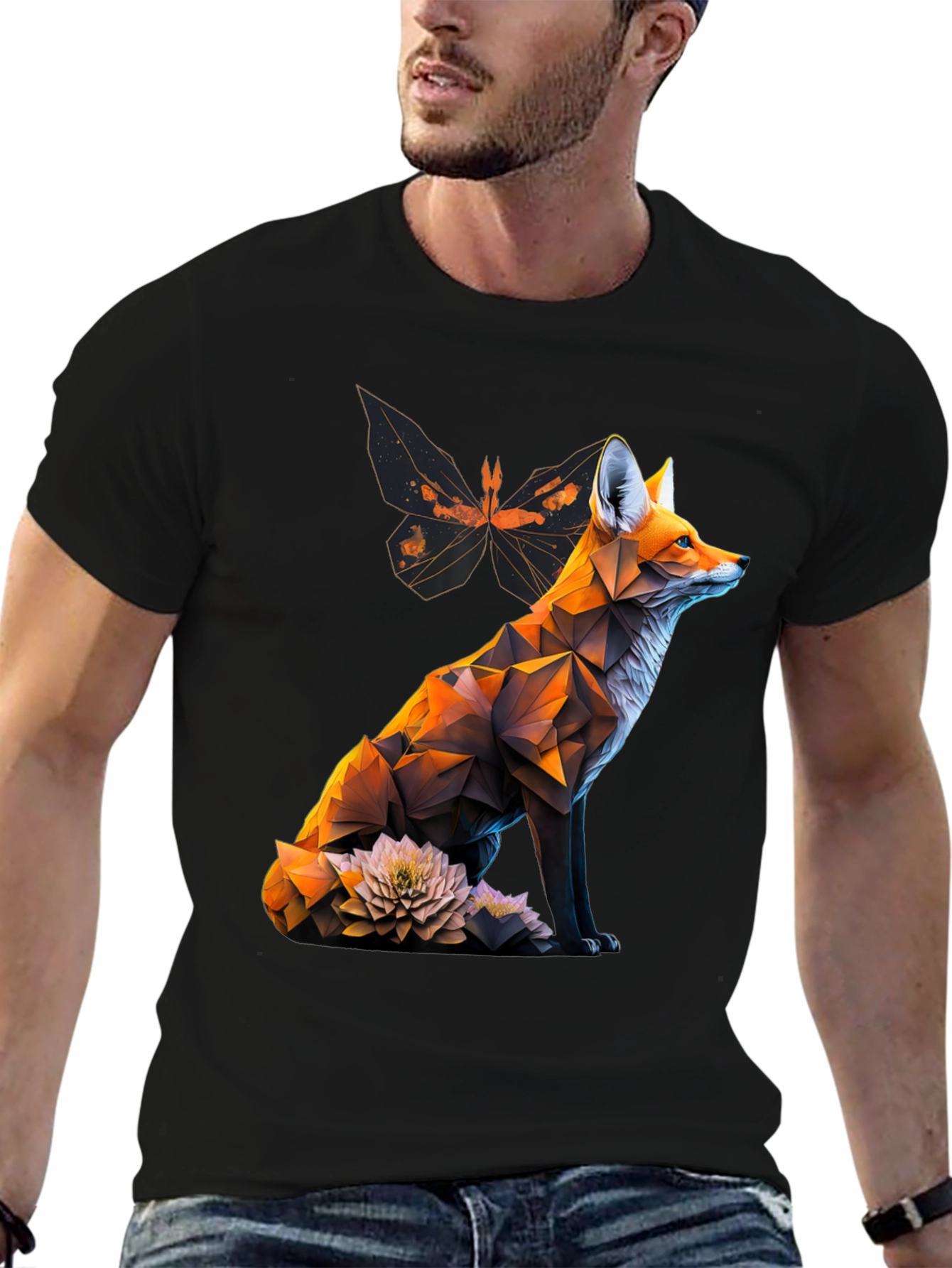 Geometric Fox Graphic Tee - Modern Animal Print T-Shirt