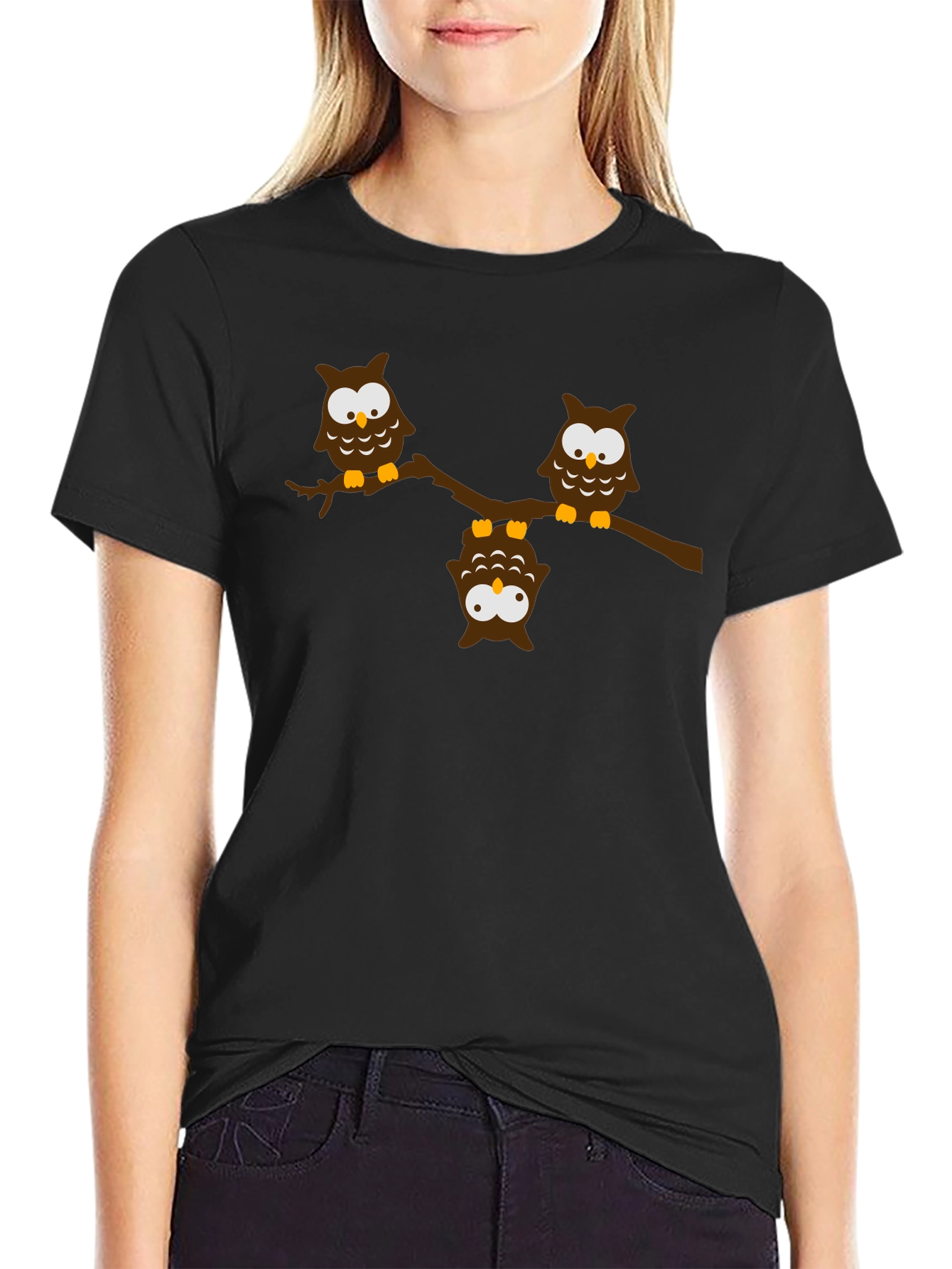 Owl Branch Graphic Tee - Unisex Black T-Shirt