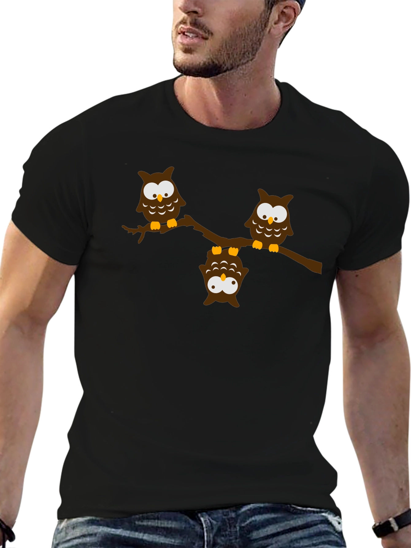 Owl Branch Graphic Tee - Unisex Black T-Shirt