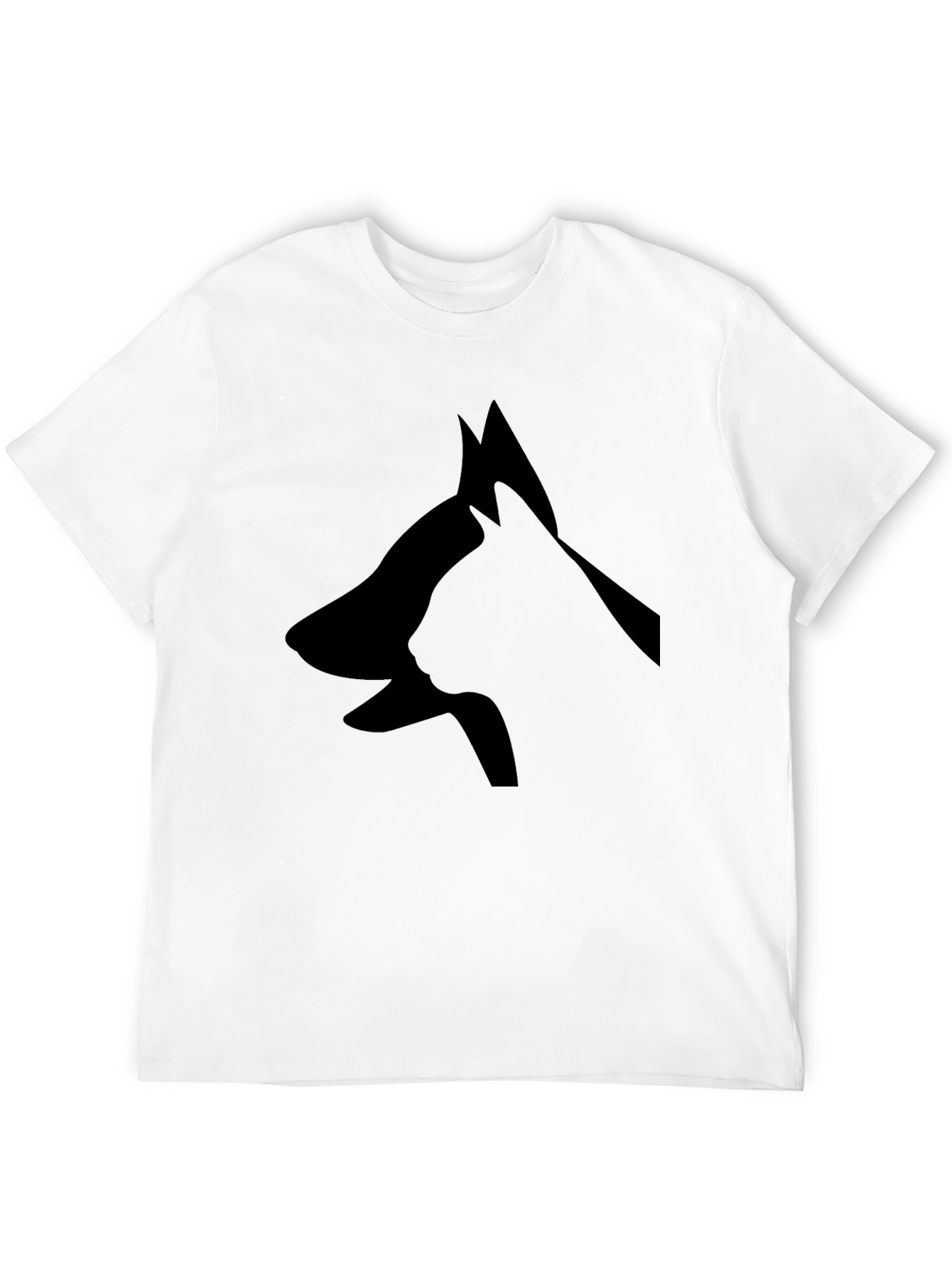 Dog & Cat Silhouette Graphic Black T-Shirt