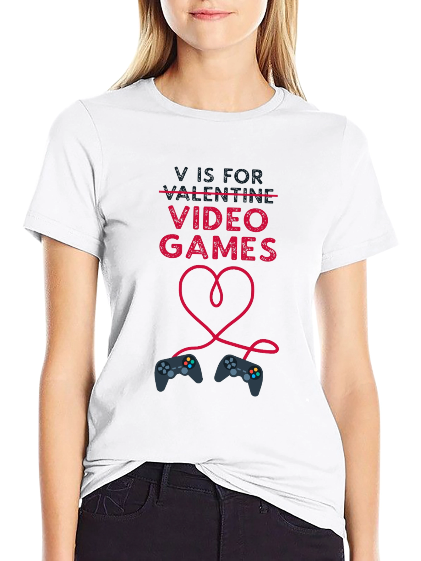 V is for Video Games Valentines Day T-Shirt