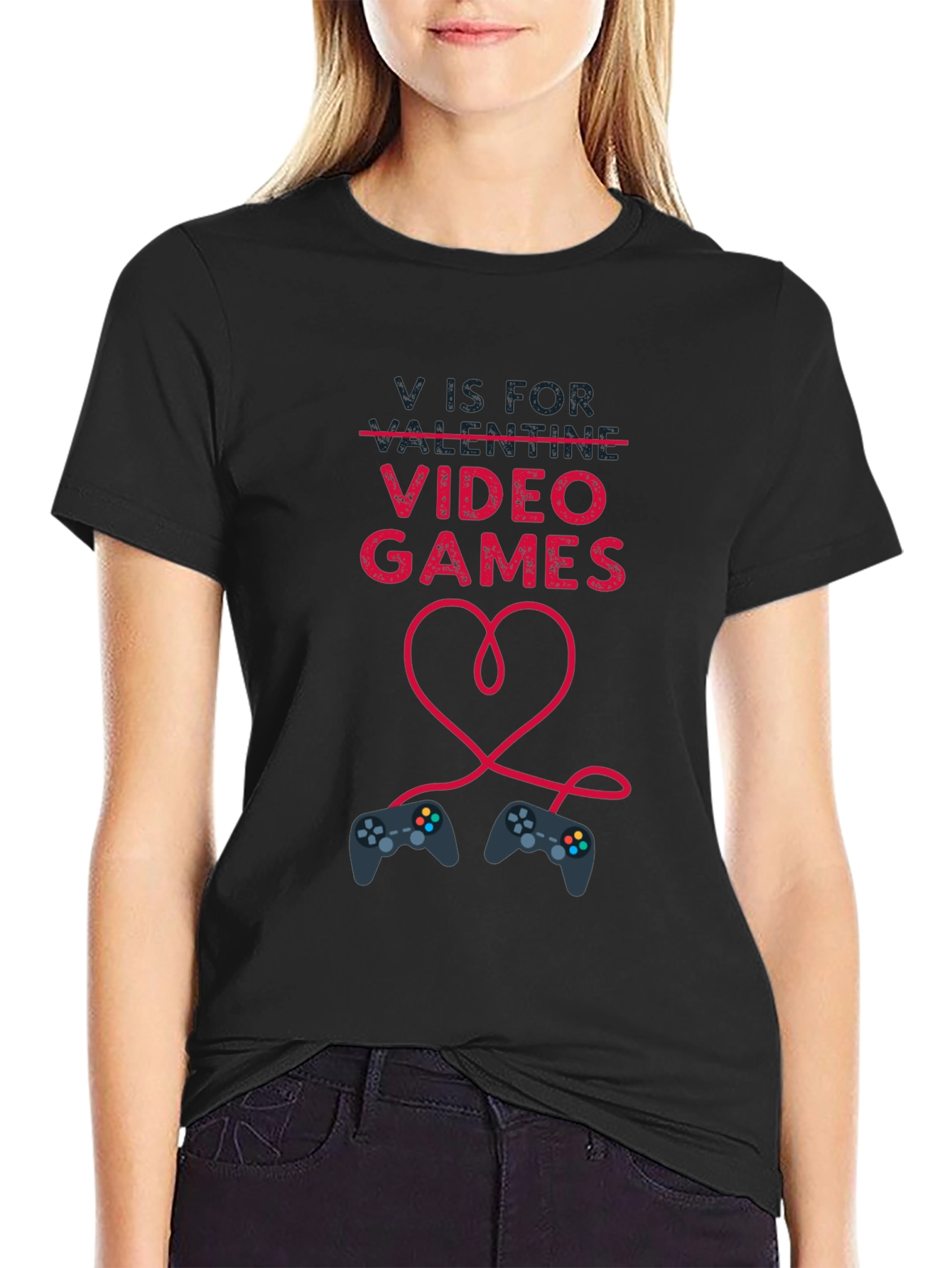V is for Video Games Valentines Day T-Shirt