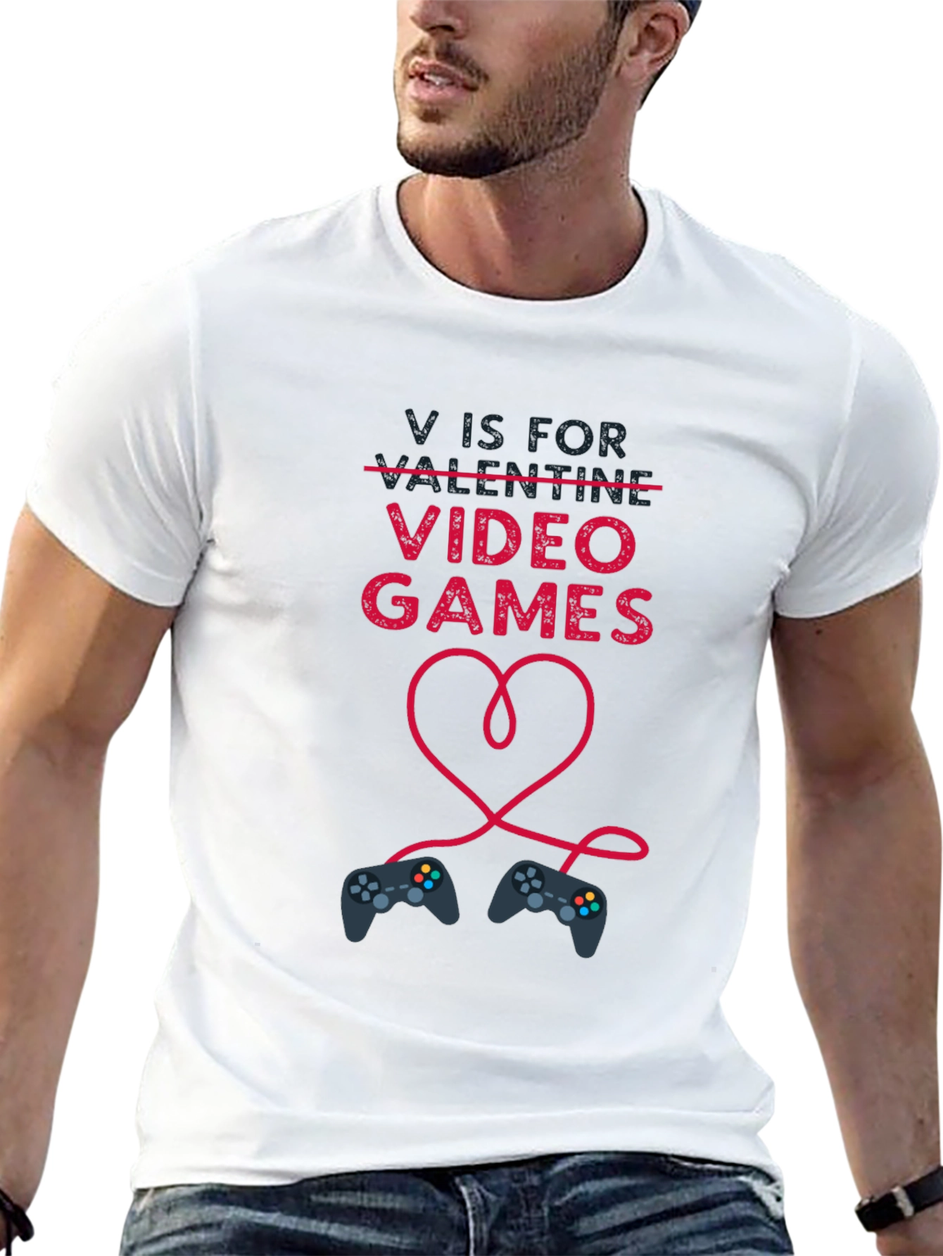 V is for Video Games Valentines Day T-Shirt