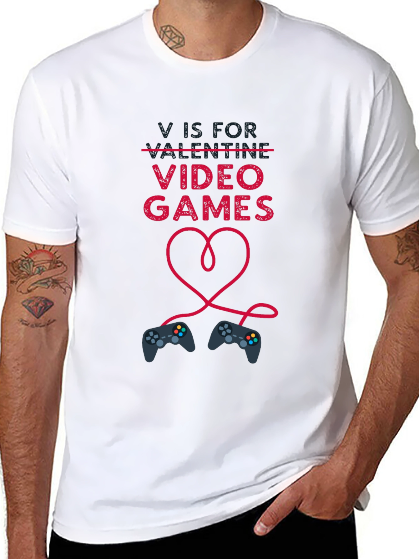 V is for Video Games Valentines Day T-Shirt