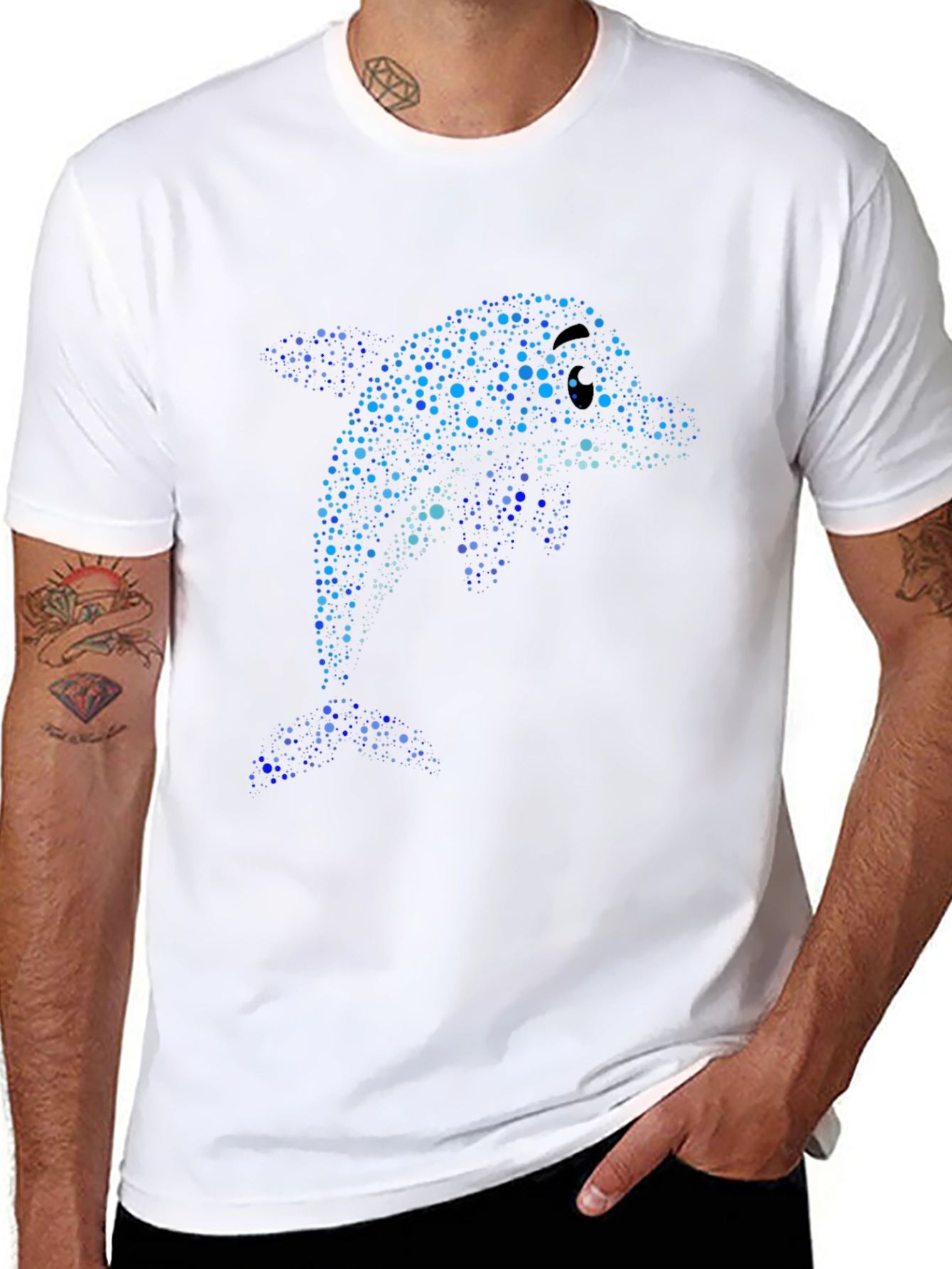 Dolphin Dot Art T-Shirt - Black