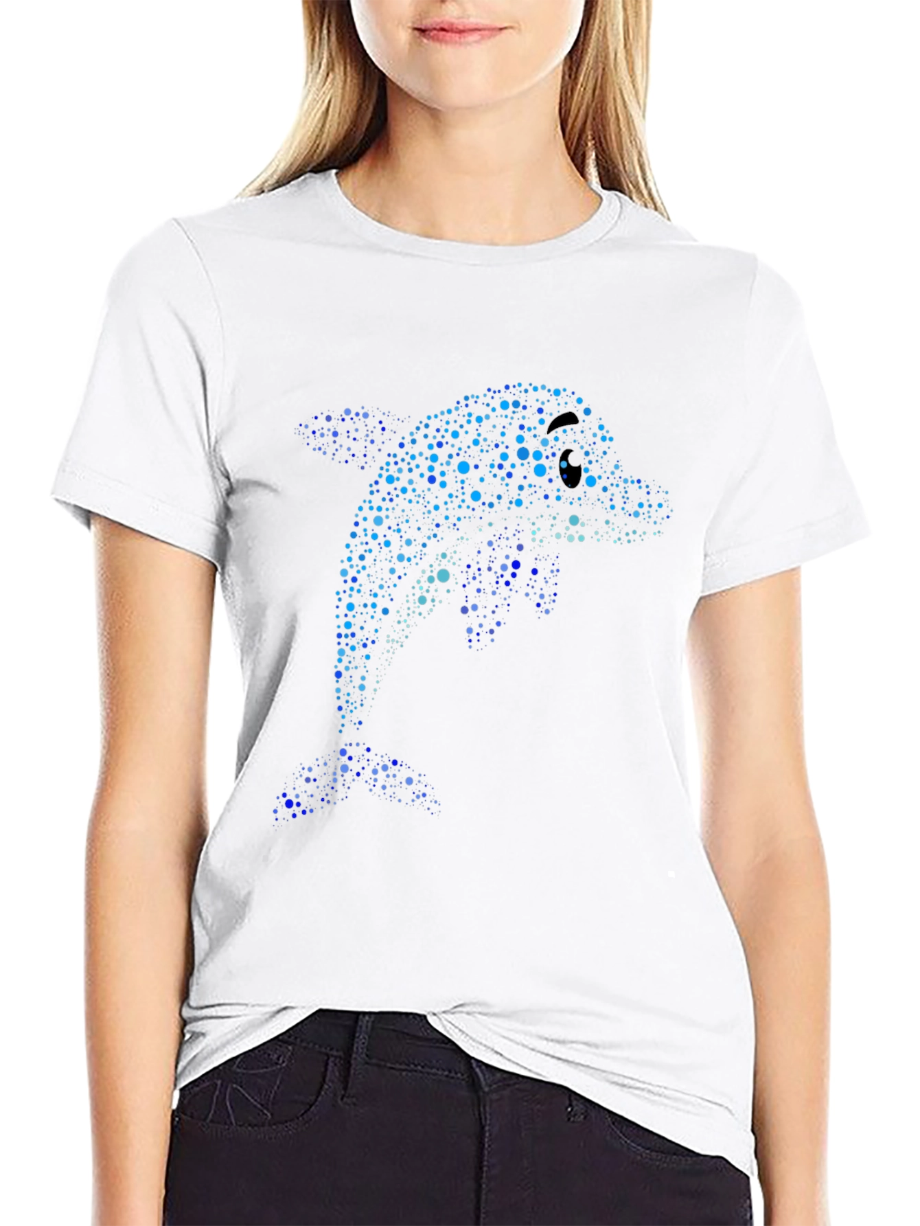 Dolphin Dot Art T-Shirt - Black