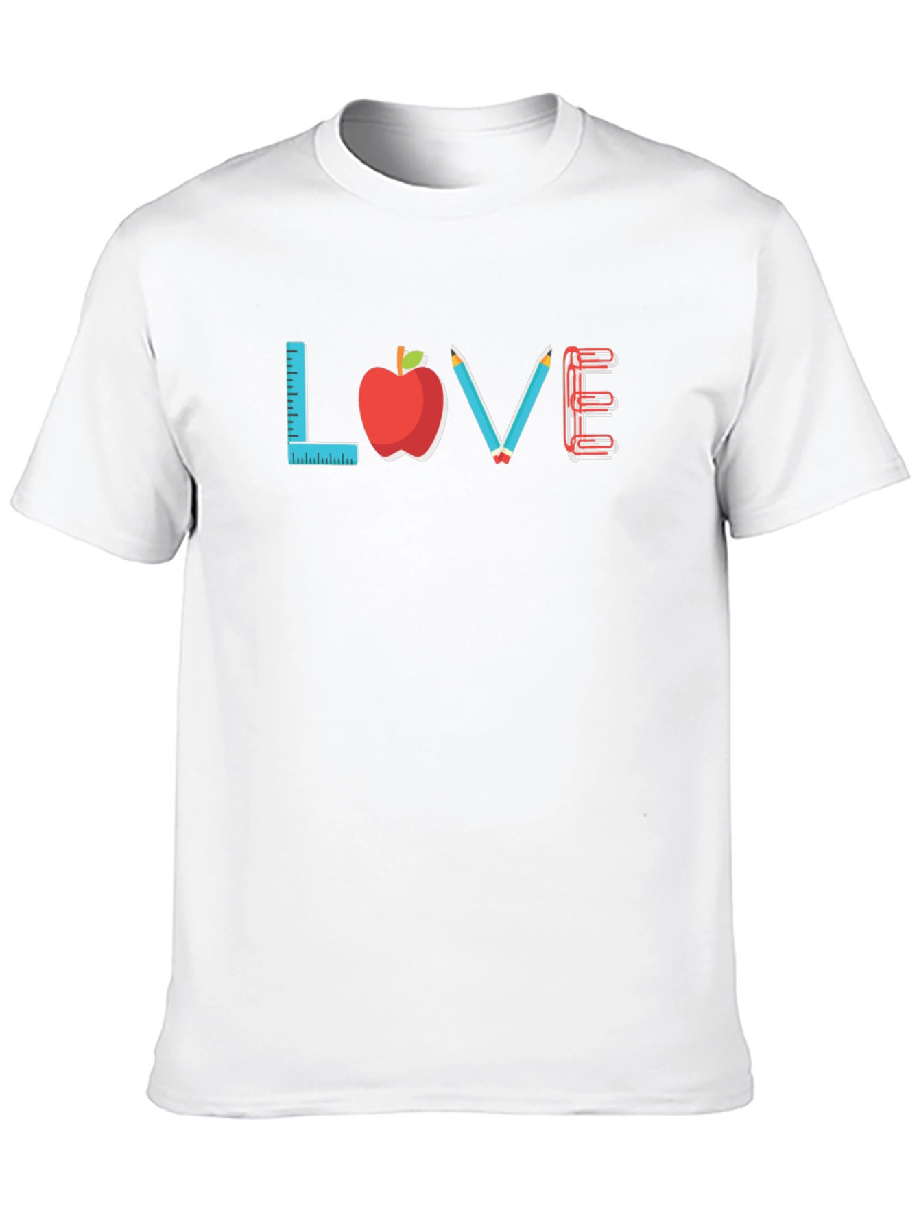 Teacher Love T-Shirt: Ruler Apple Pencils Notebook