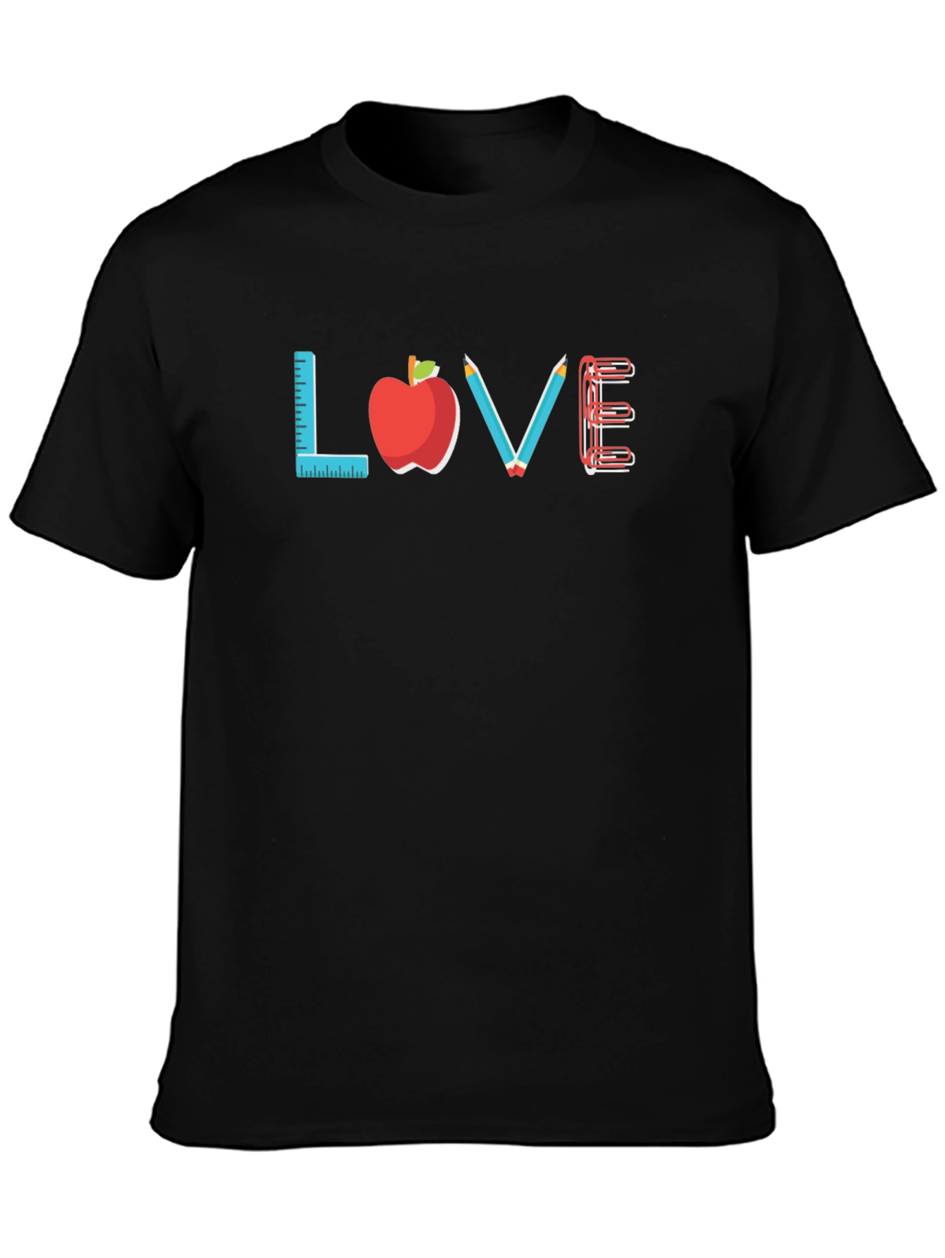 Teacher Love T-Shirt: Ruler Apple Pencils Notebook