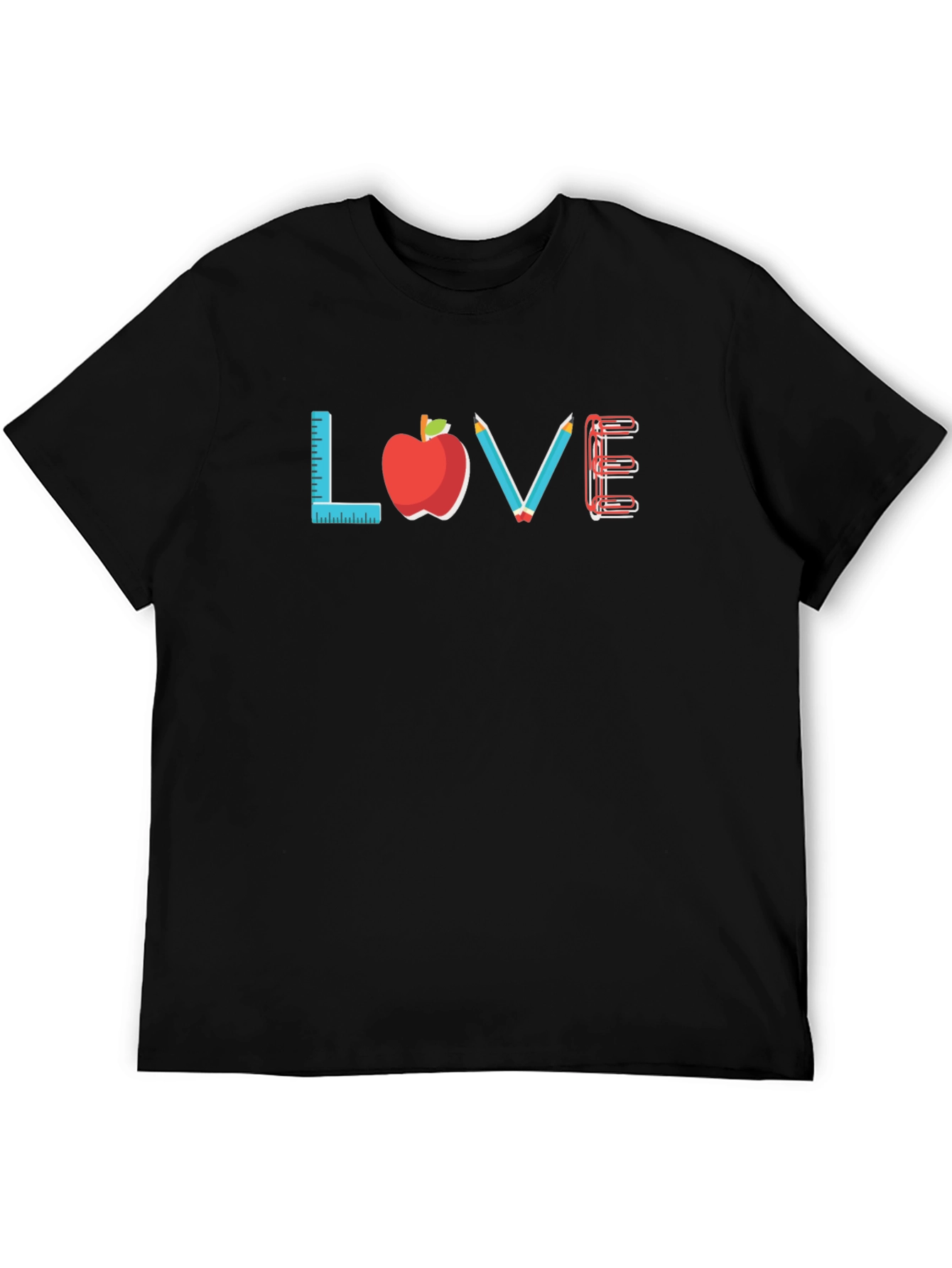 Teacher Love T-Shirt: Ruler Apple Pencils Notebook