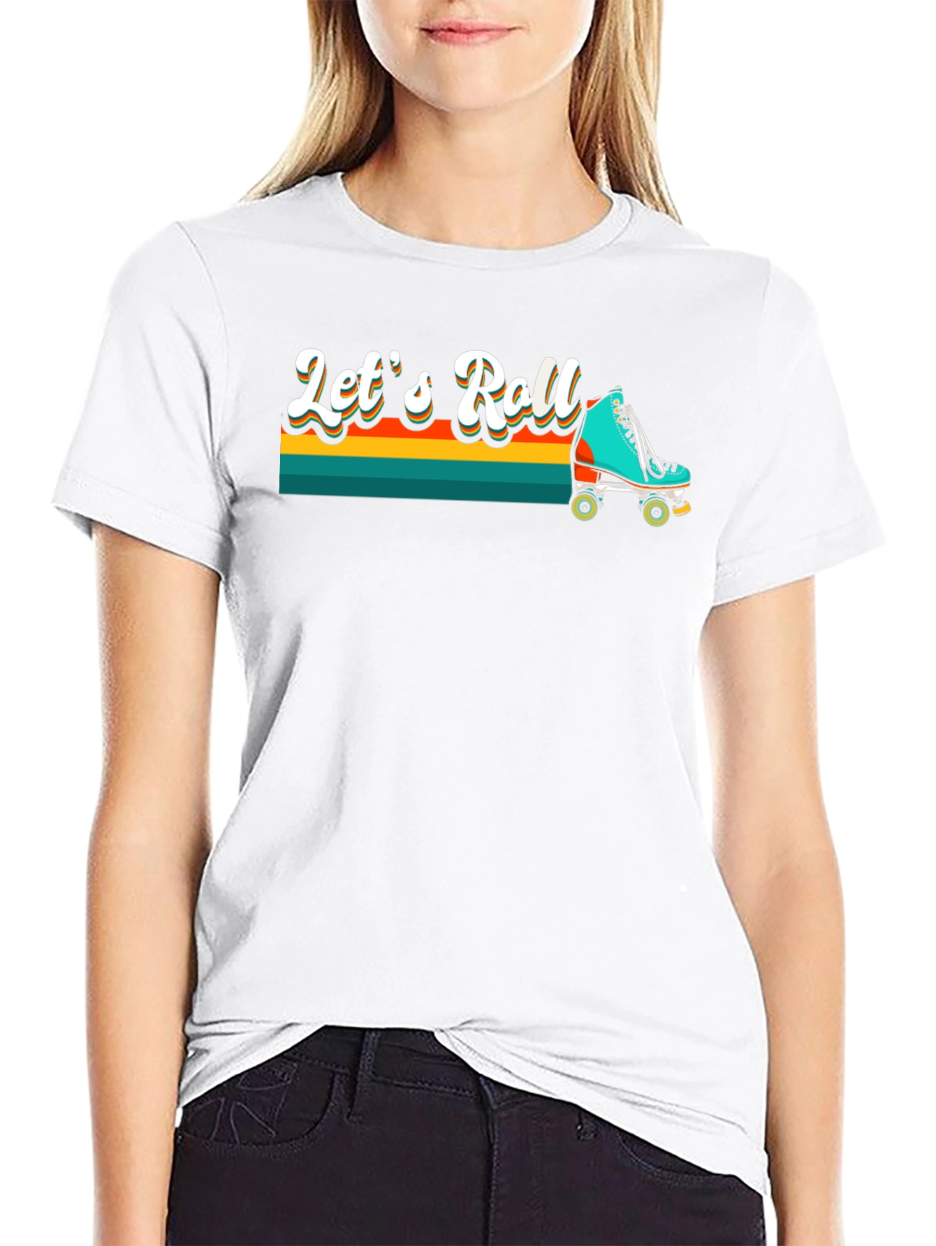 Retro Lets Roll Roller Skate T-Shirt