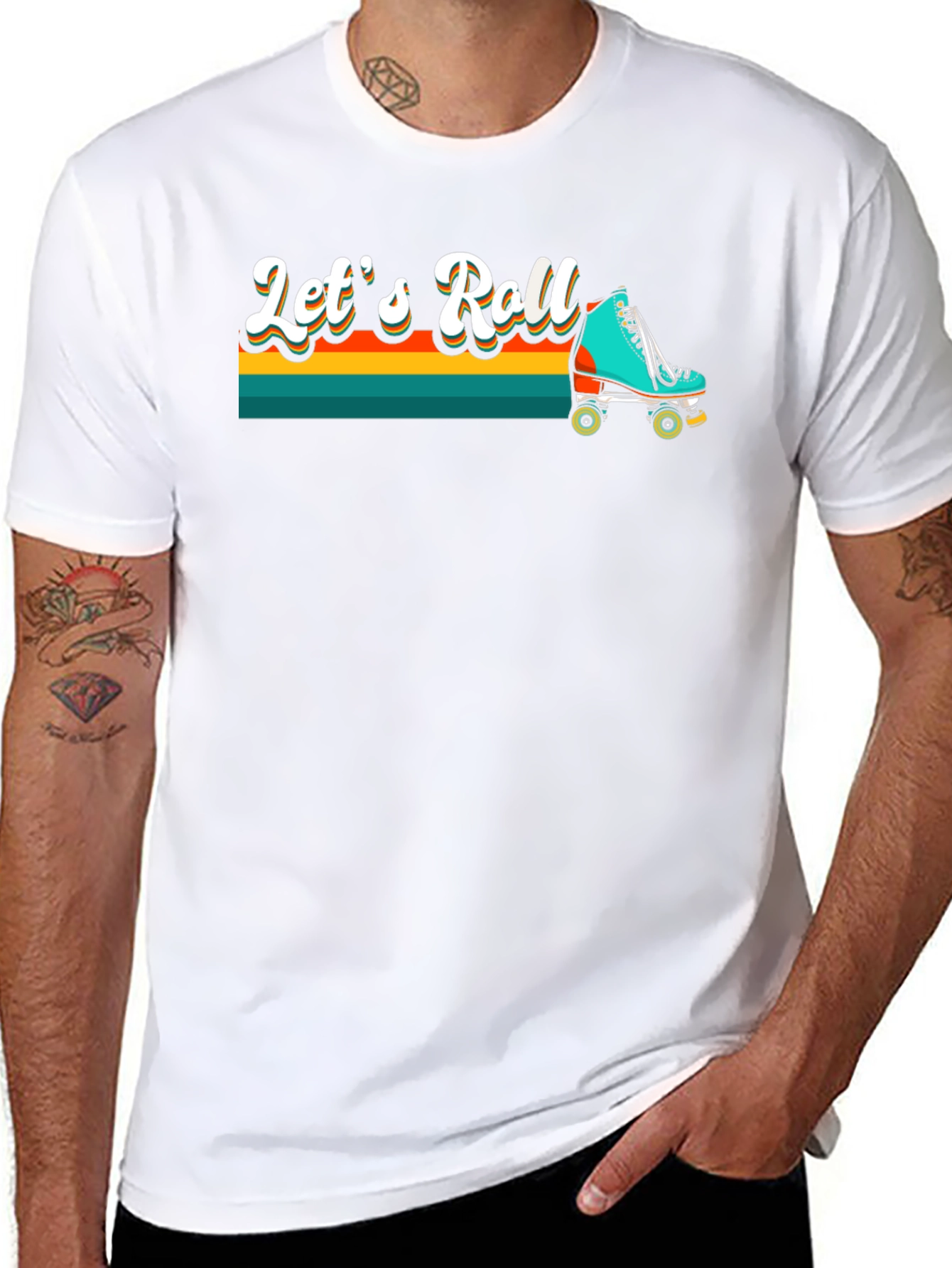 Retro Lets Roll Roller Skate T-Shirt