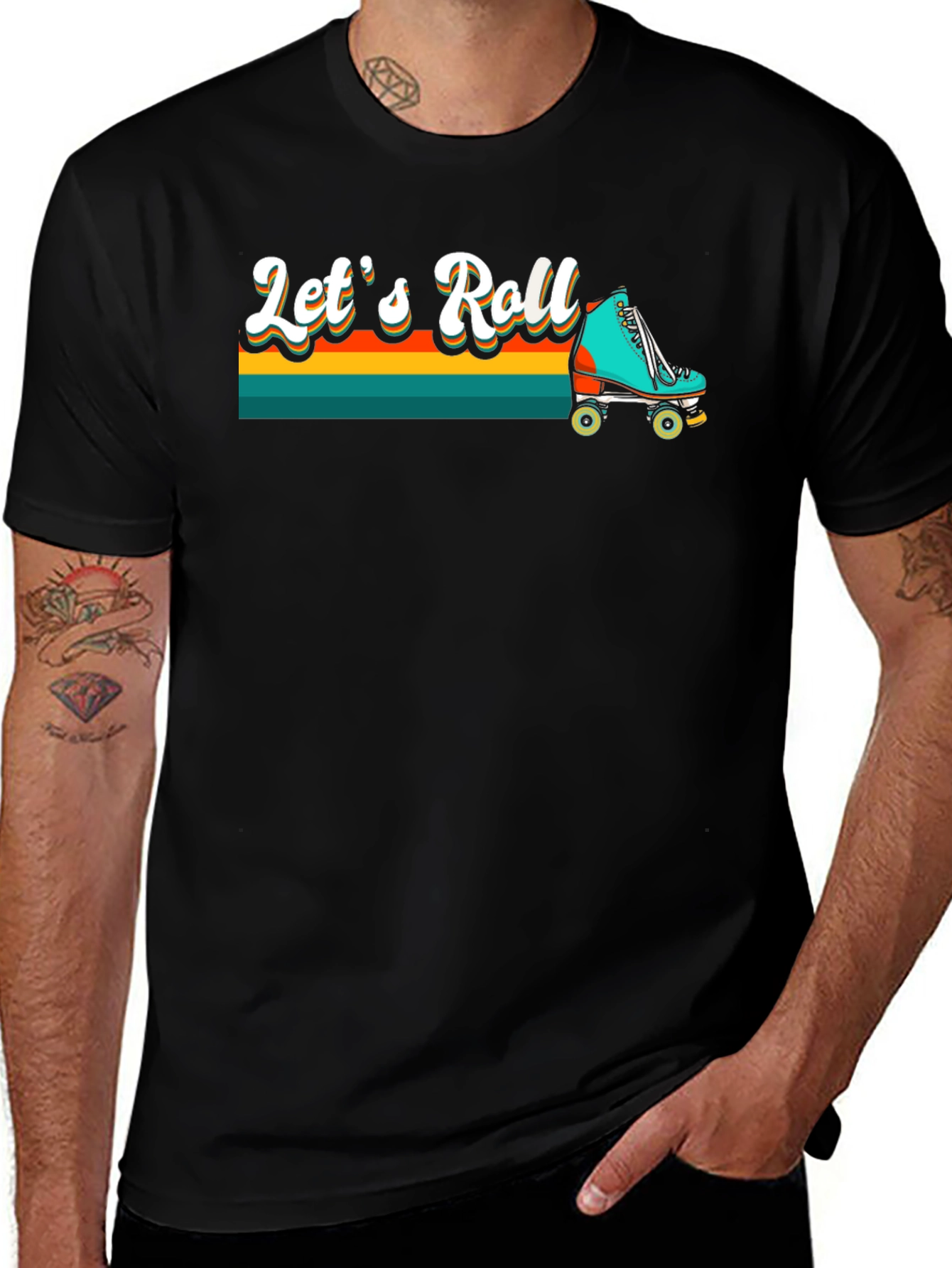 Retro Lets Roll Roller Skate T-Shirt