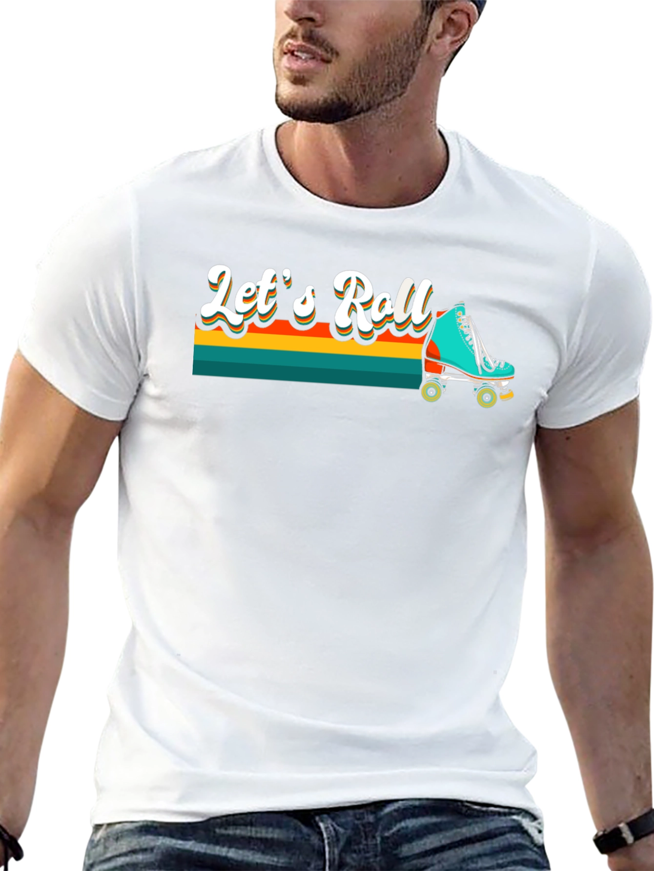 Retro Lets Roll Roller Skate T-Shirt