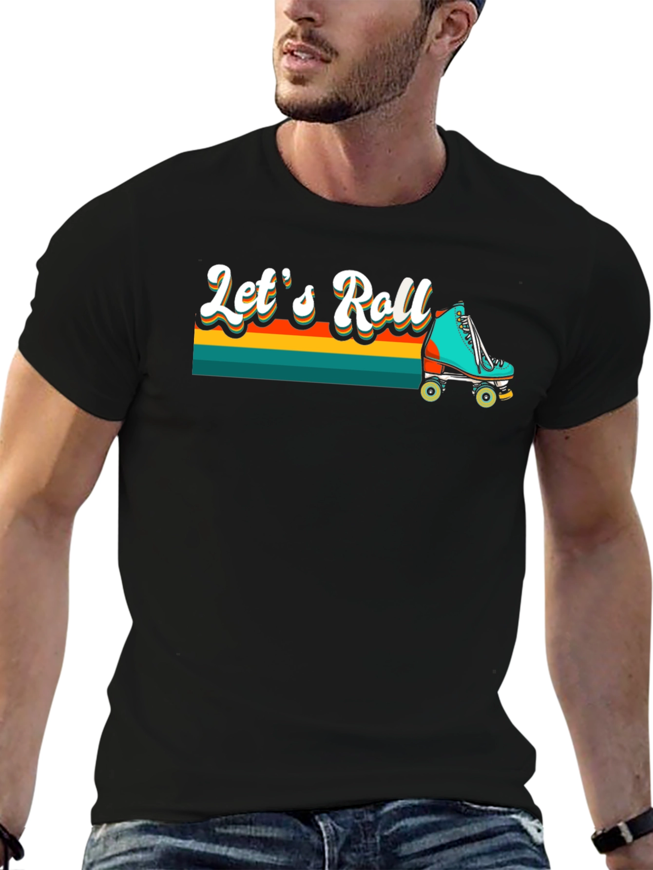 Retro Lets Roll Roller Skate T-Shirt