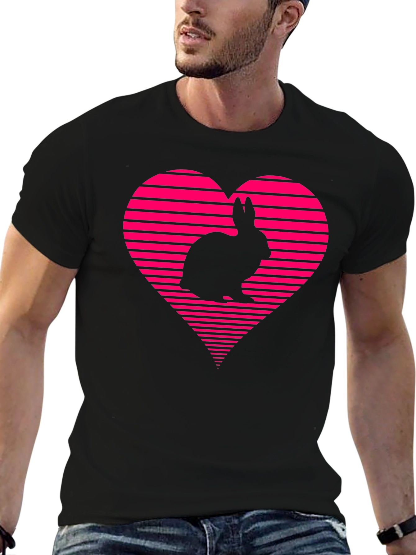 Rabbit Heart Graphic Tee - Black
