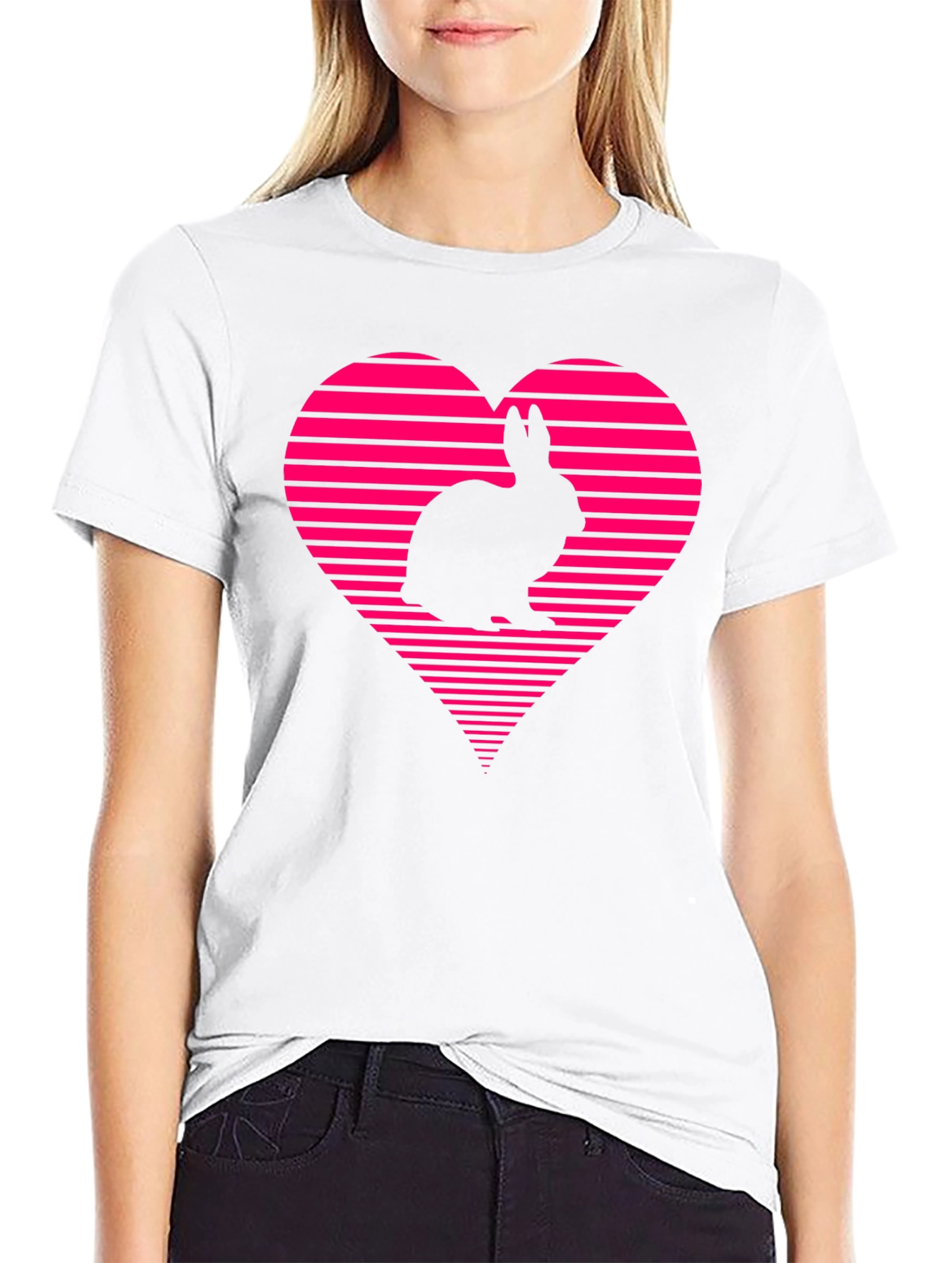Rabbit Heart Graphic Tee - Black