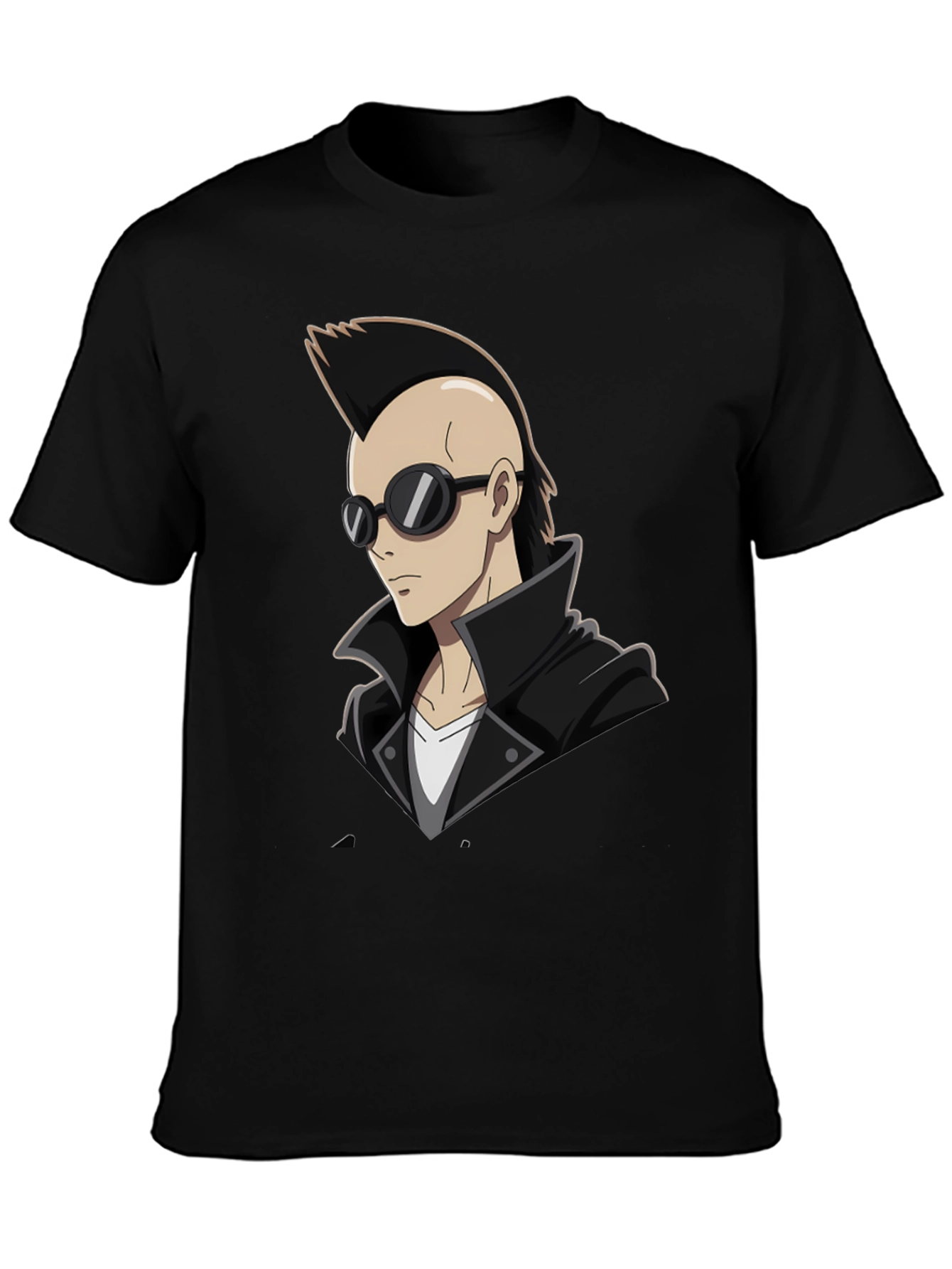Cool Anime Character Graphic T-Shirt - Black
