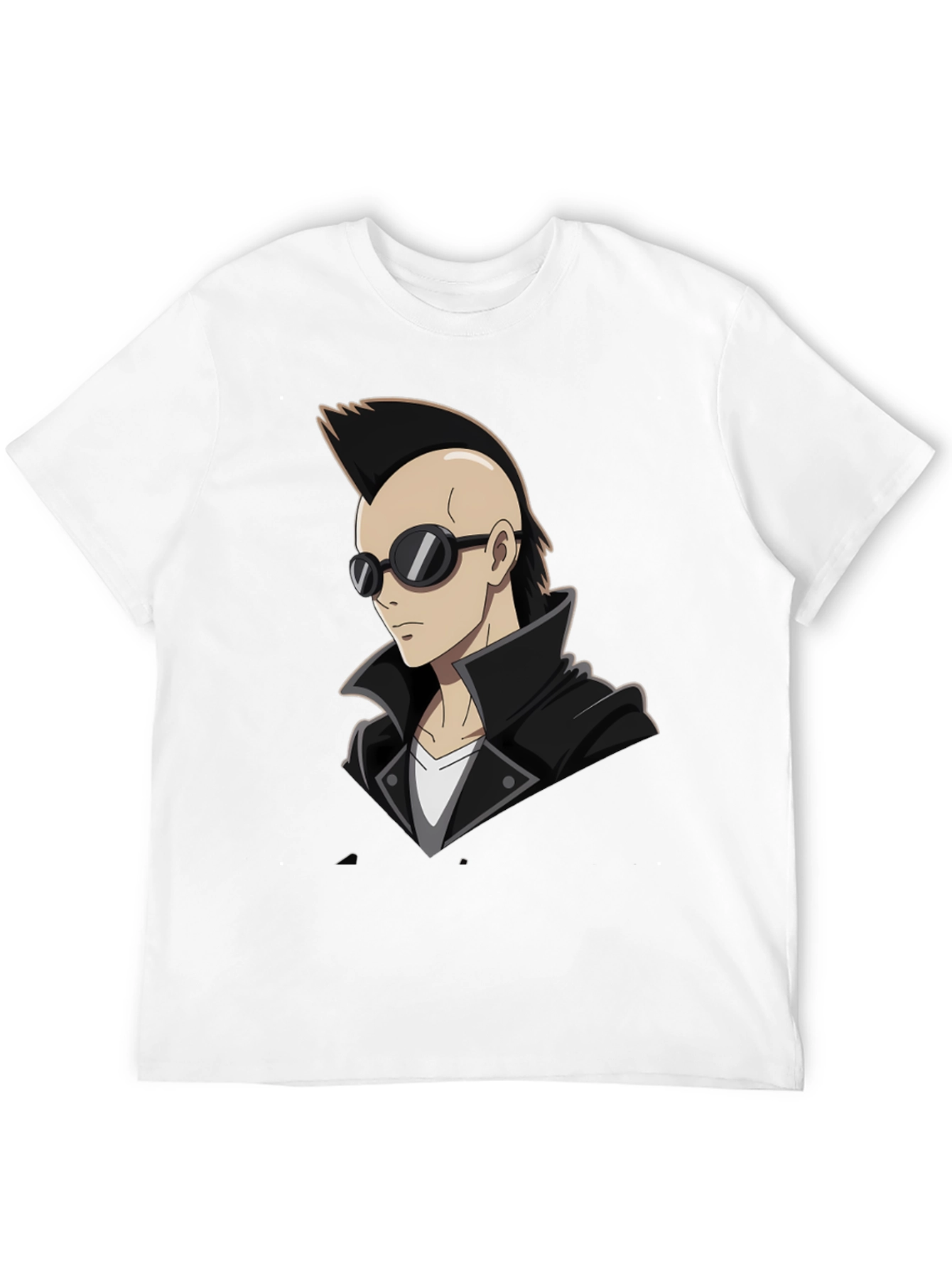 Cool Anime Character Graphic T-Shirt - Black
