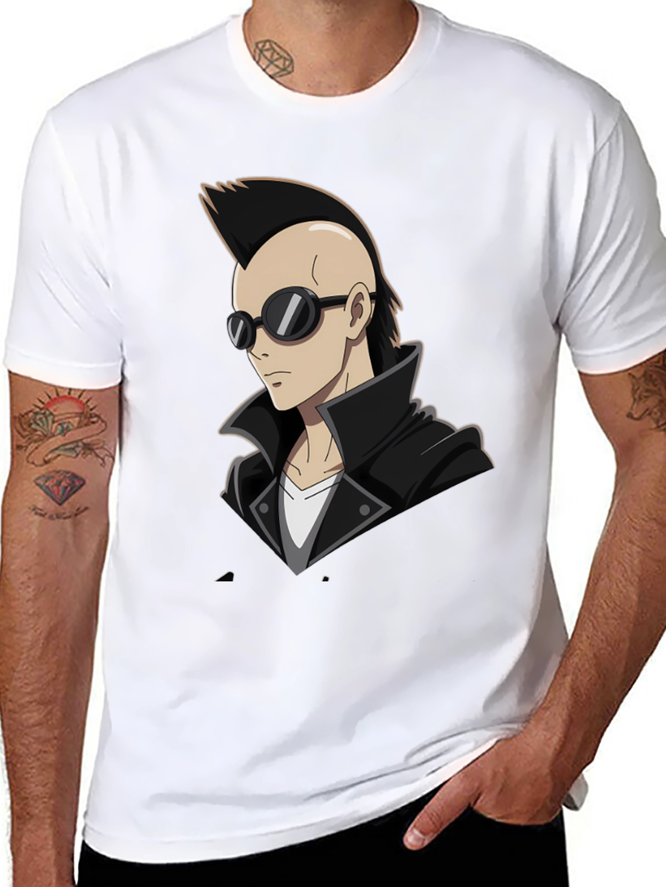 Cool Anime Character Graphic T-Shirt - Black