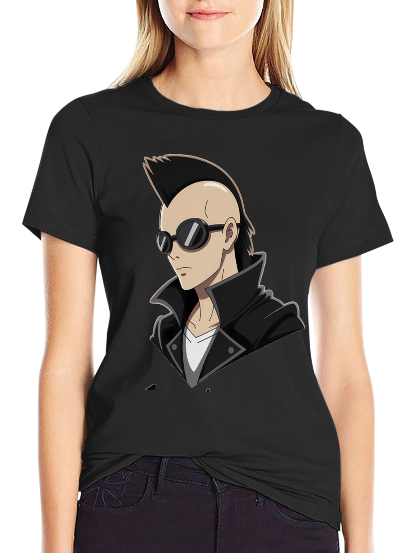 Cool Anime Character Graphic T-Shirt - Black