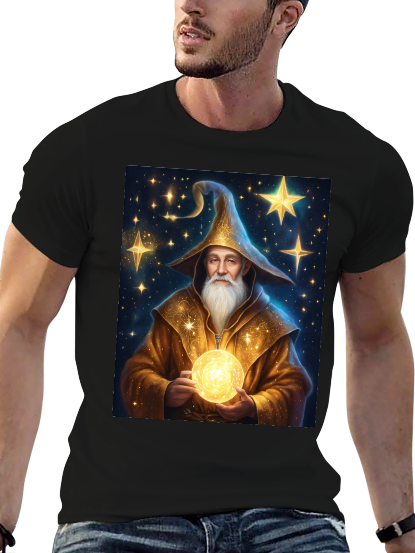 Wizard Graphic Tee - Black Cotton Blend