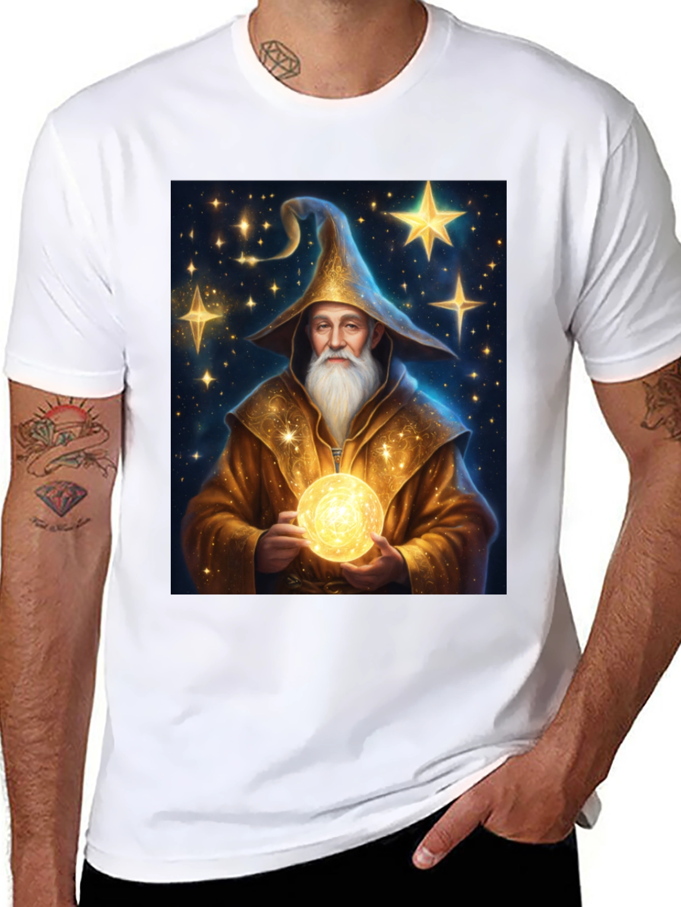 Wizard Graphic Tee - Black Cotton Blend