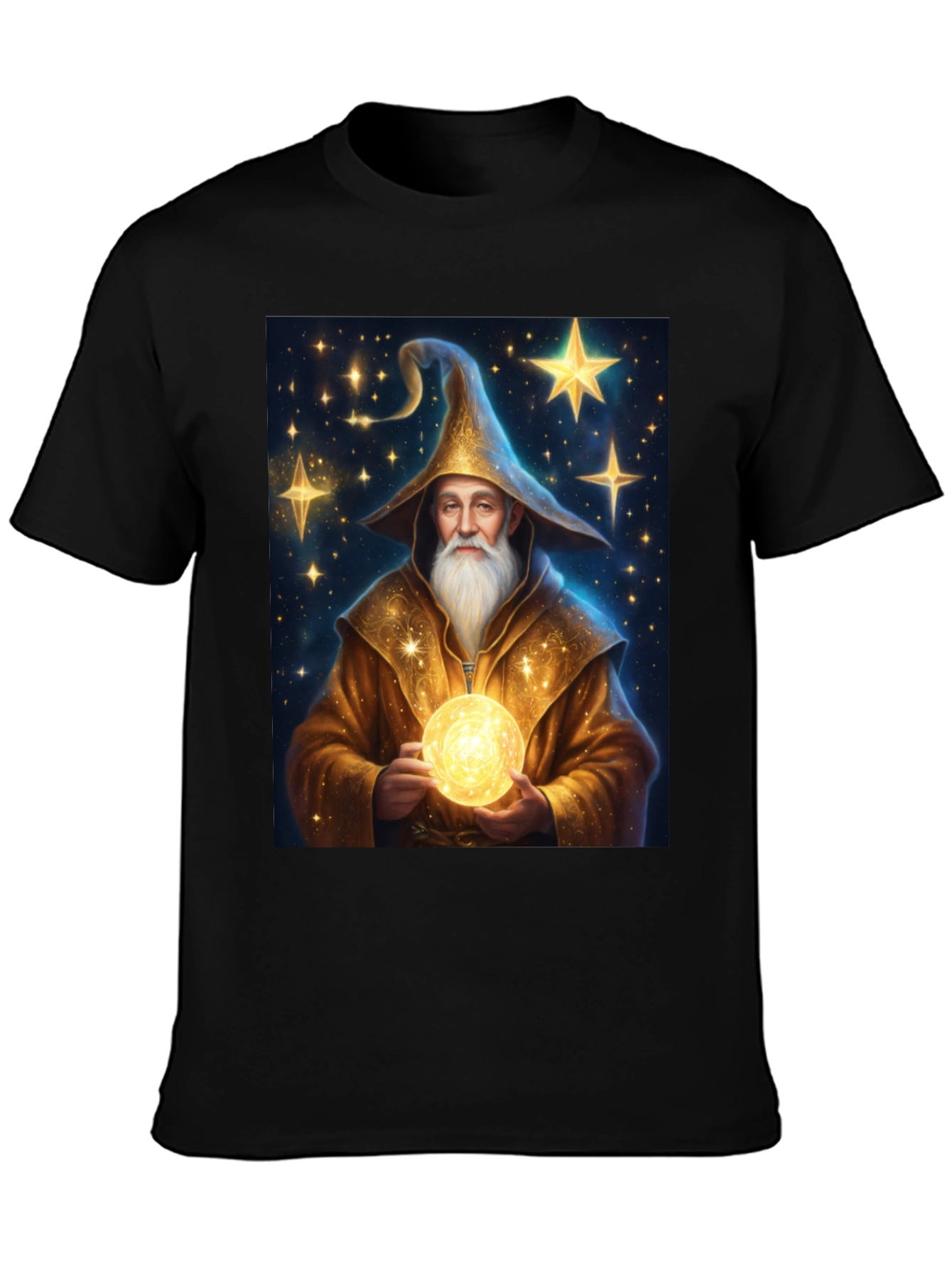 Wizard Graphic Tee - Black Cotton Blend