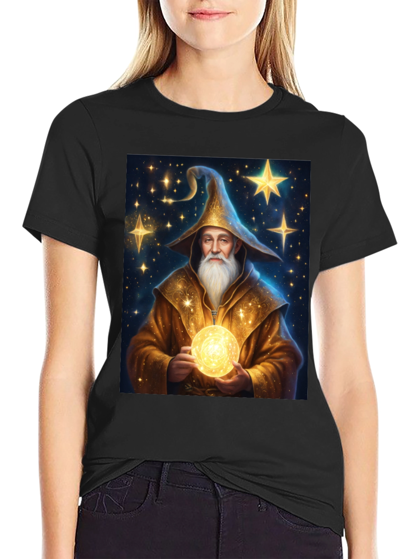 Wizard Graphic Tee - Black Cotton Blend