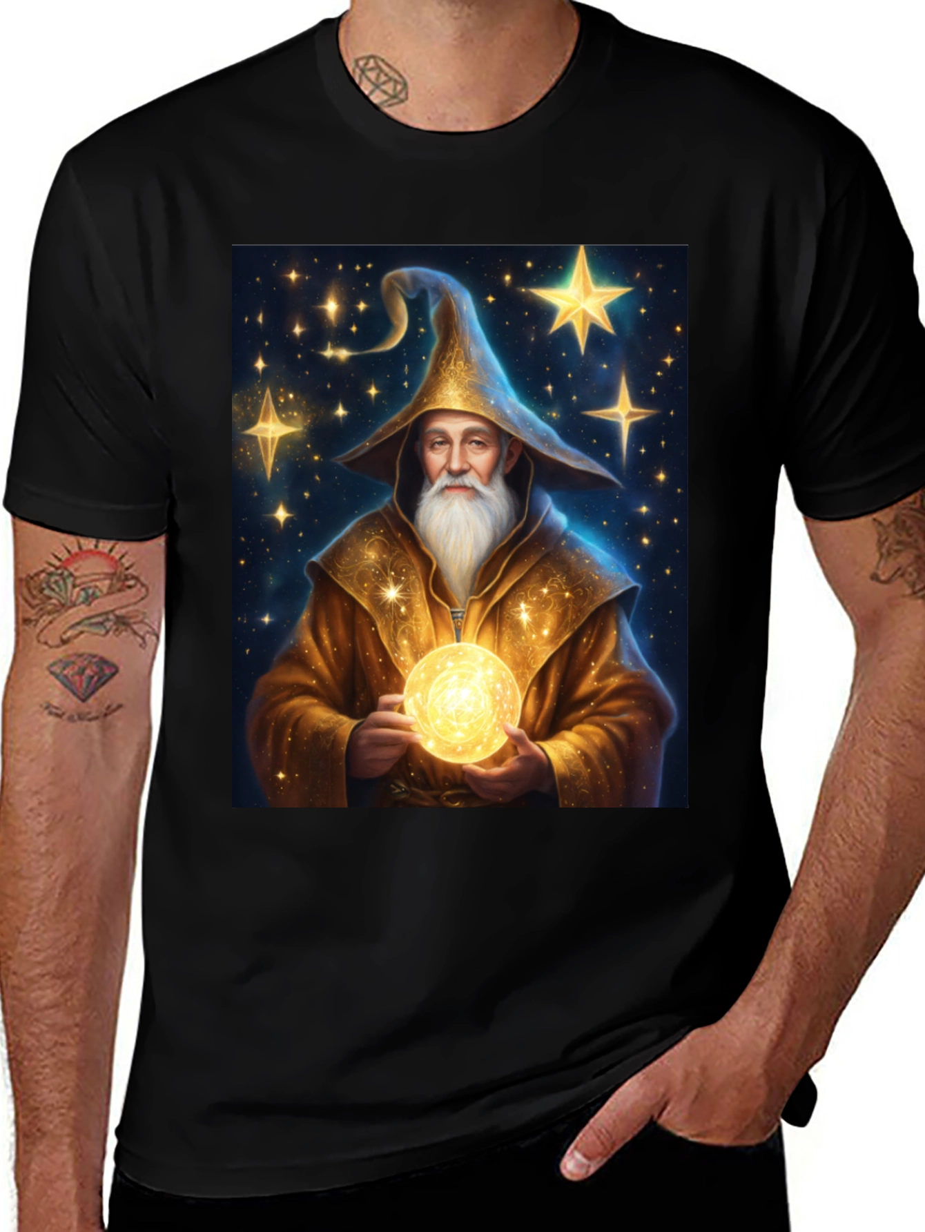 Wizard Graphic Tee - Black Cotton Blend