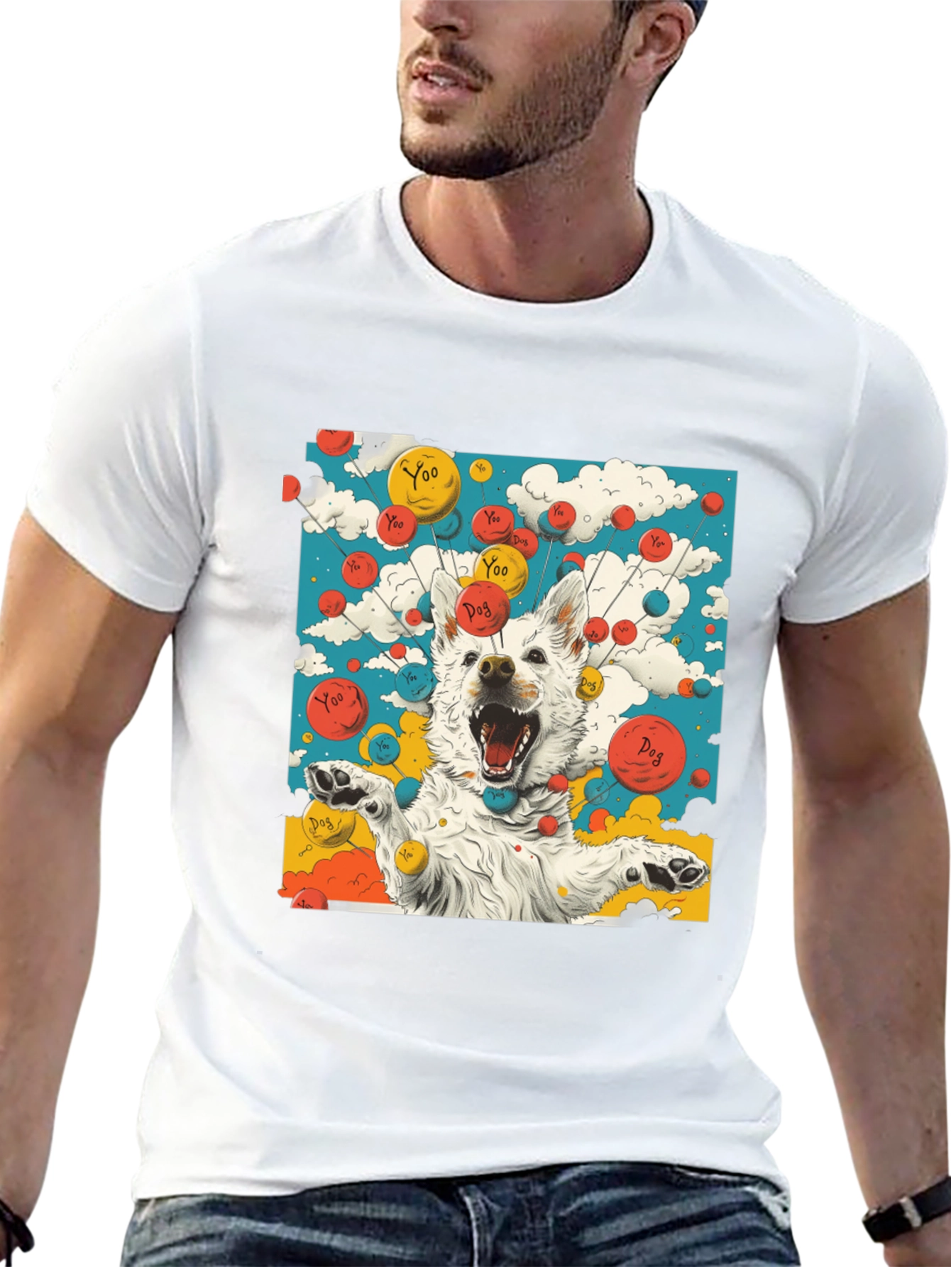 Dog Balloons Graphic Tee - Unique Design