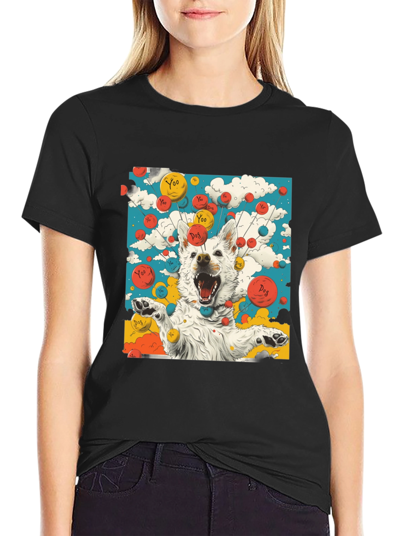 Dog Balloons Graphic Tee - Unique Design
