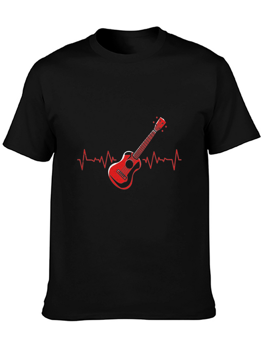 Ukulele Heartbeat Graphic Tee - Music Lover T-Shirt