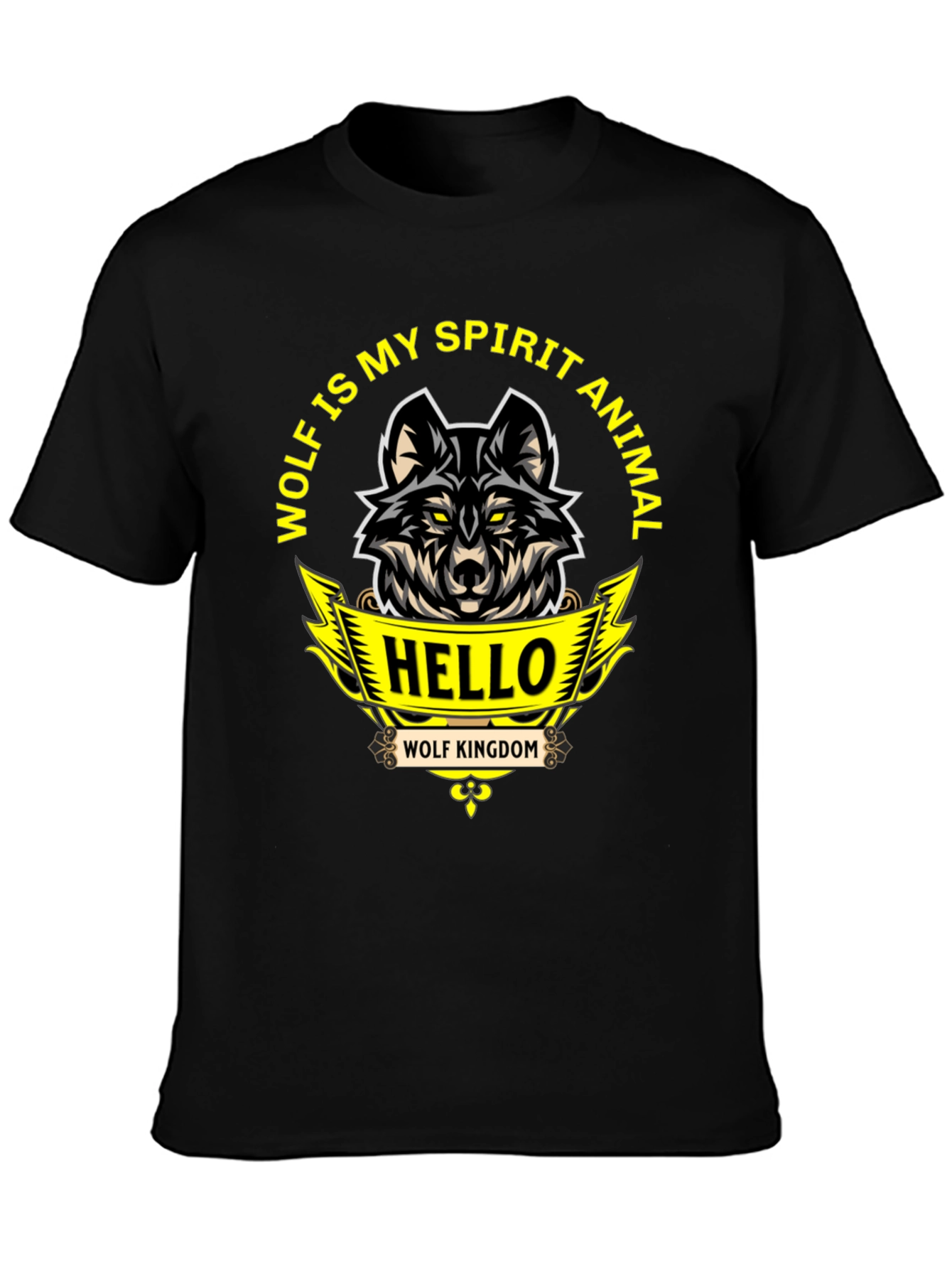 Wolf Spirit Animal Graphic Tee - Black