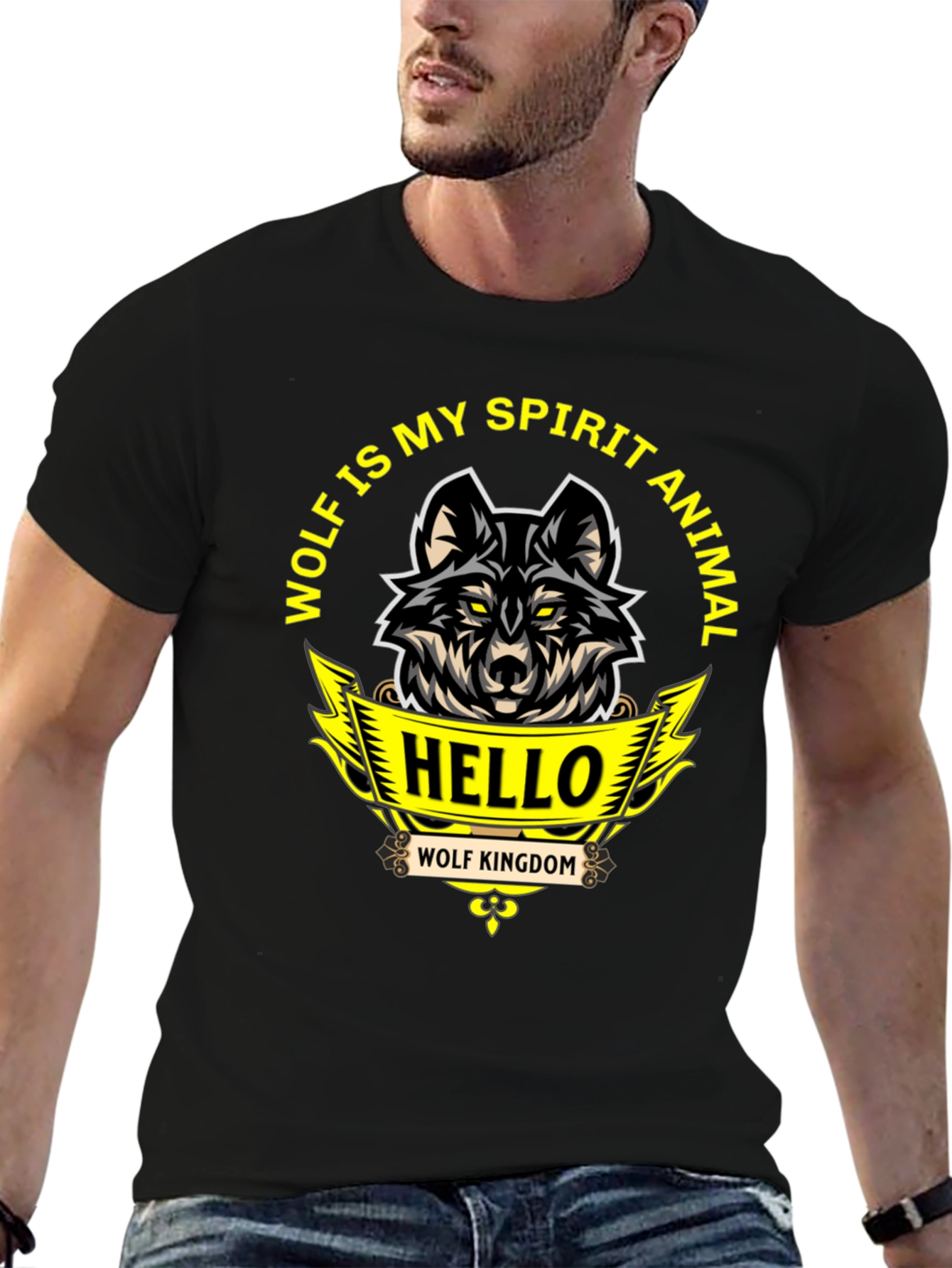 Wolf Spirit Animal Graphic Tee - Black