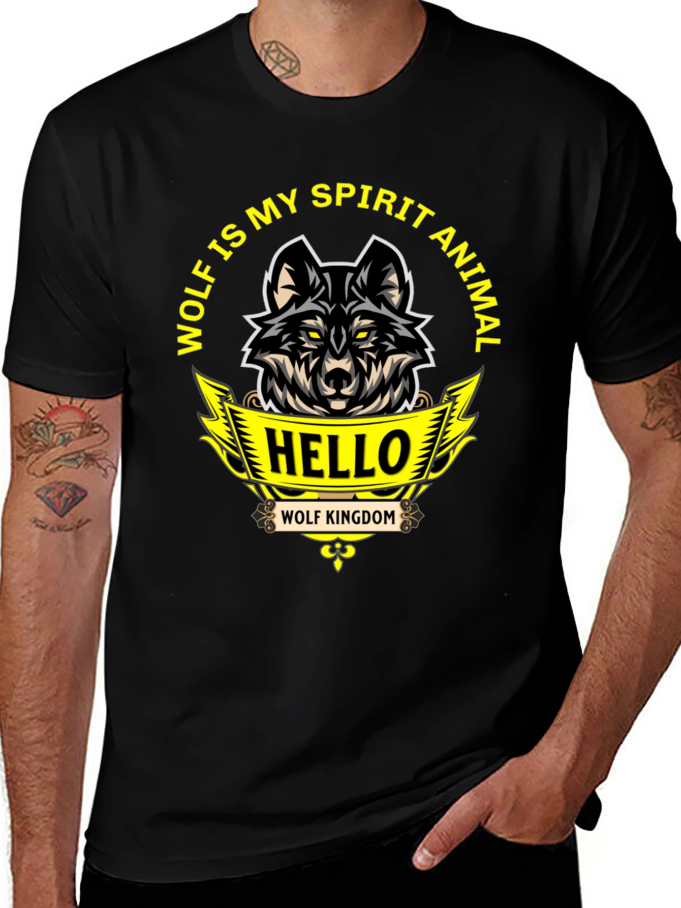 Wolf Spirit Animal Graphic Tee - Black
