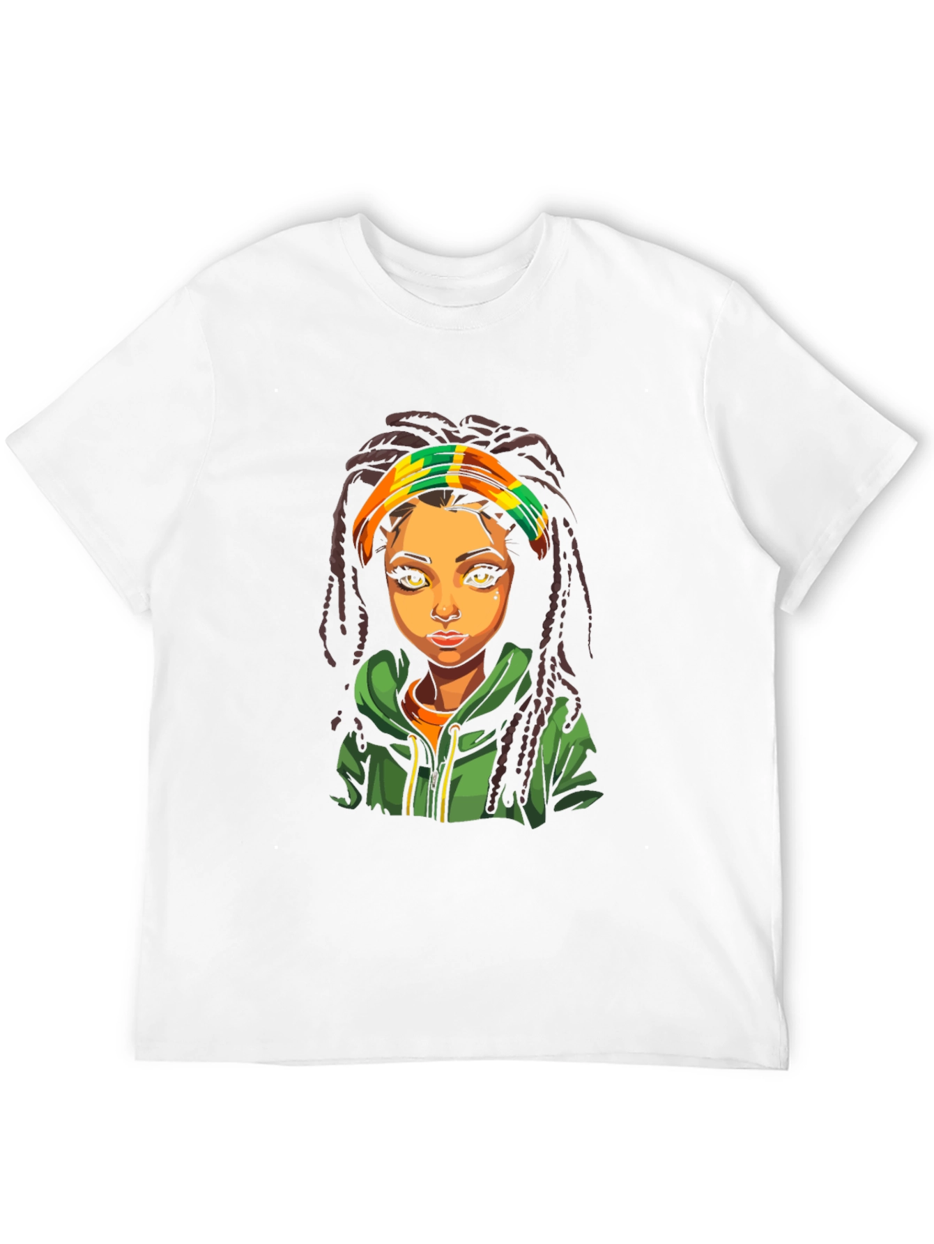 Rasta Girl Graphic Tee - Black Cotton T-Shirt