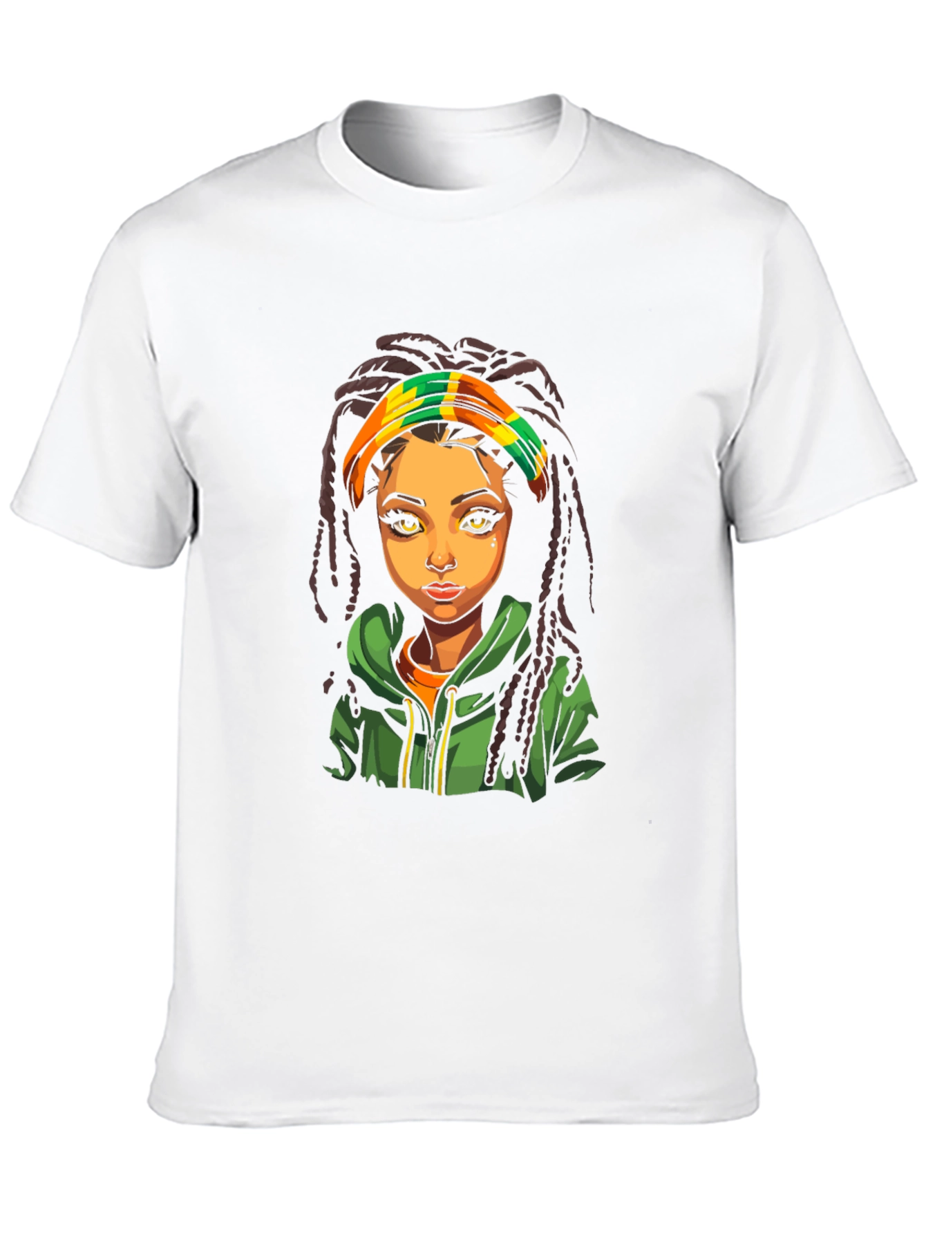 Rasta Girl Graphic Tee - Black Cotton T-Shirt